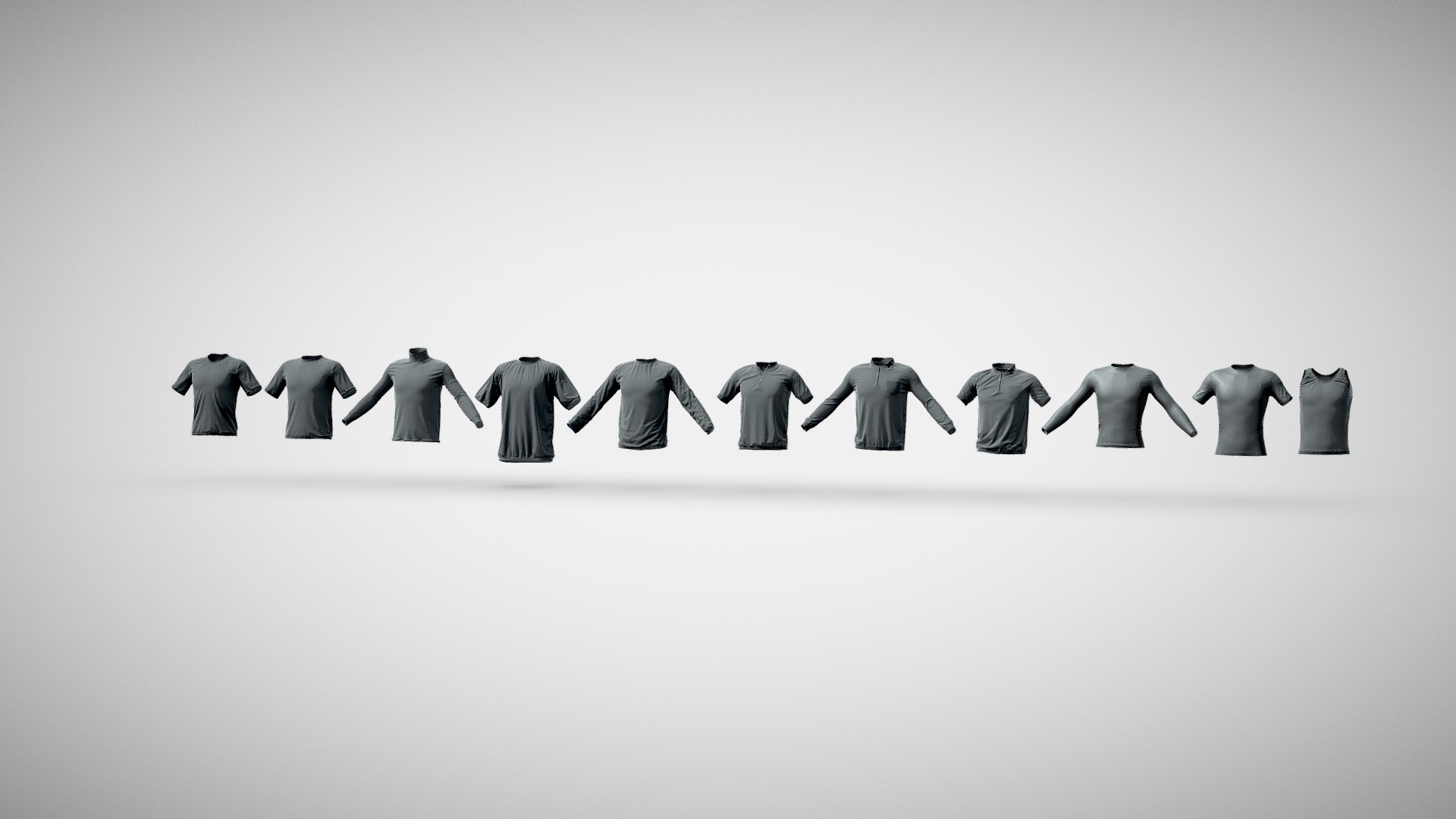 11 Basic LowPoly T-Shirts Pack 3D Model