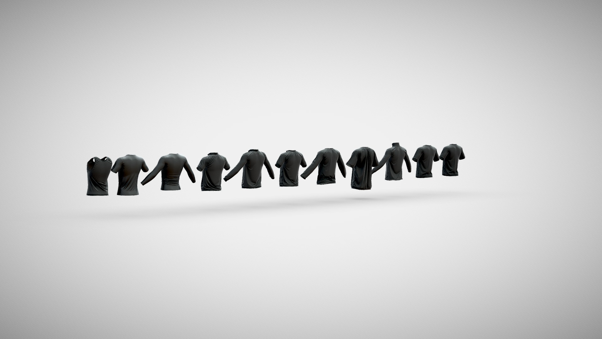 11 Basic LowPoly T-Shirts Pack 3D Model