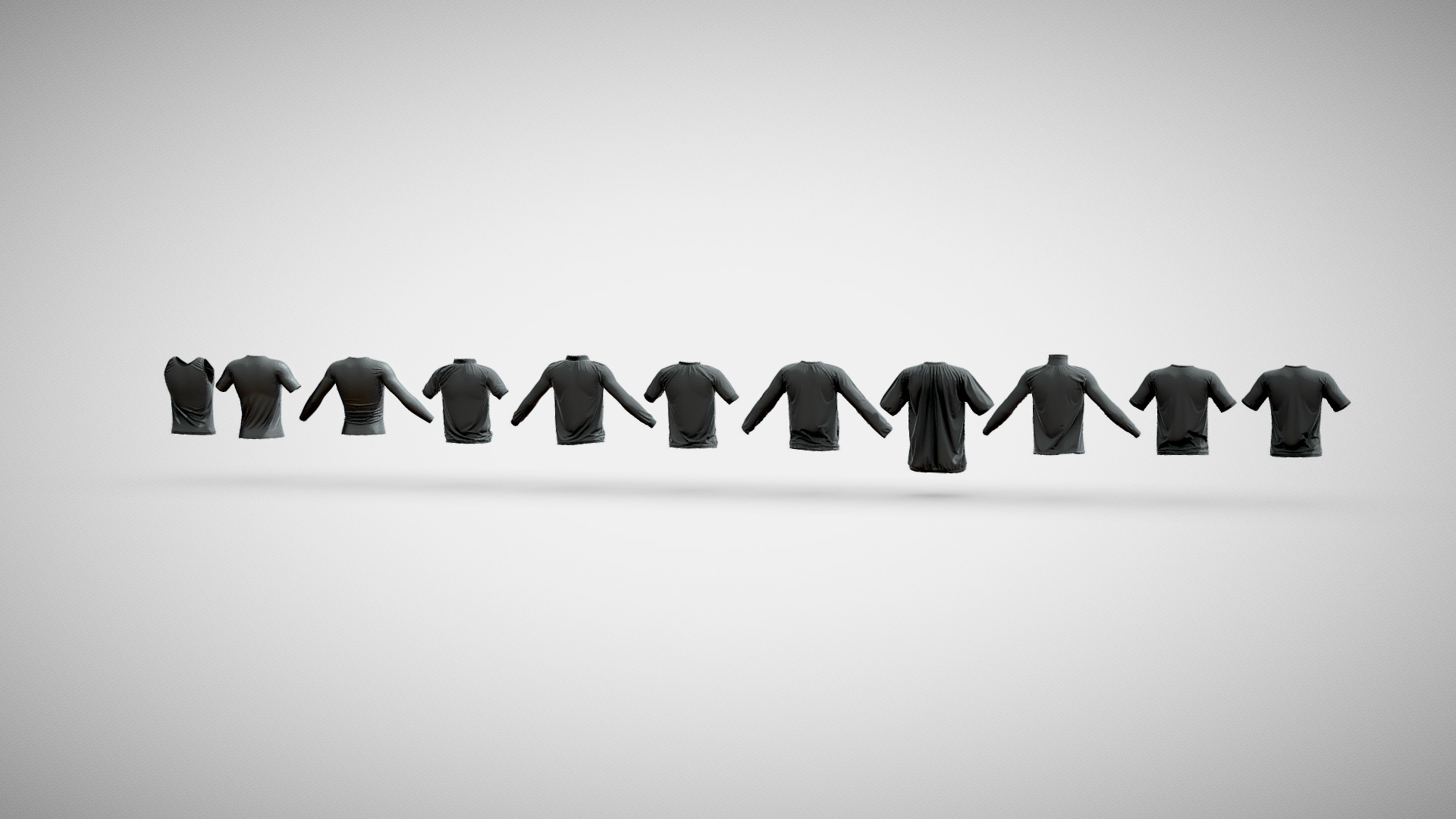 11 Basic LowPoly T-Shirts Pack 3D Model