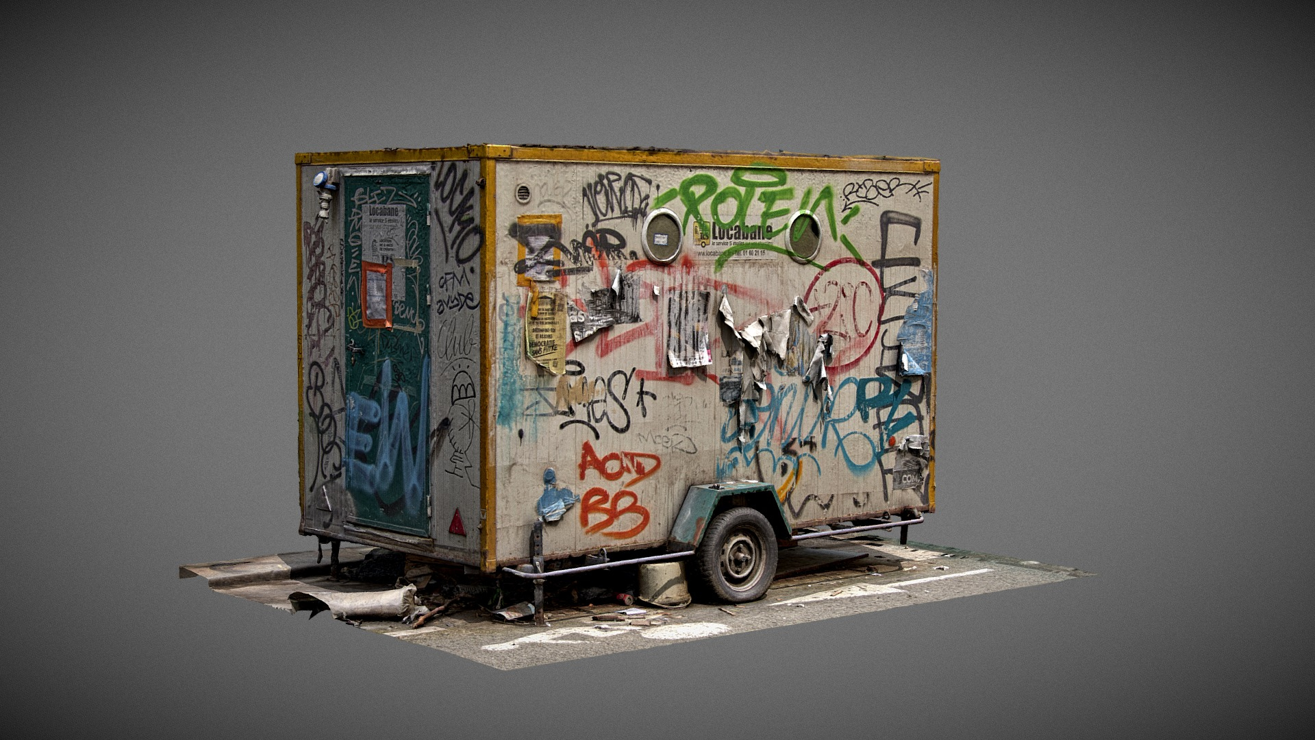 Abandonned prefab cabin 3D Model