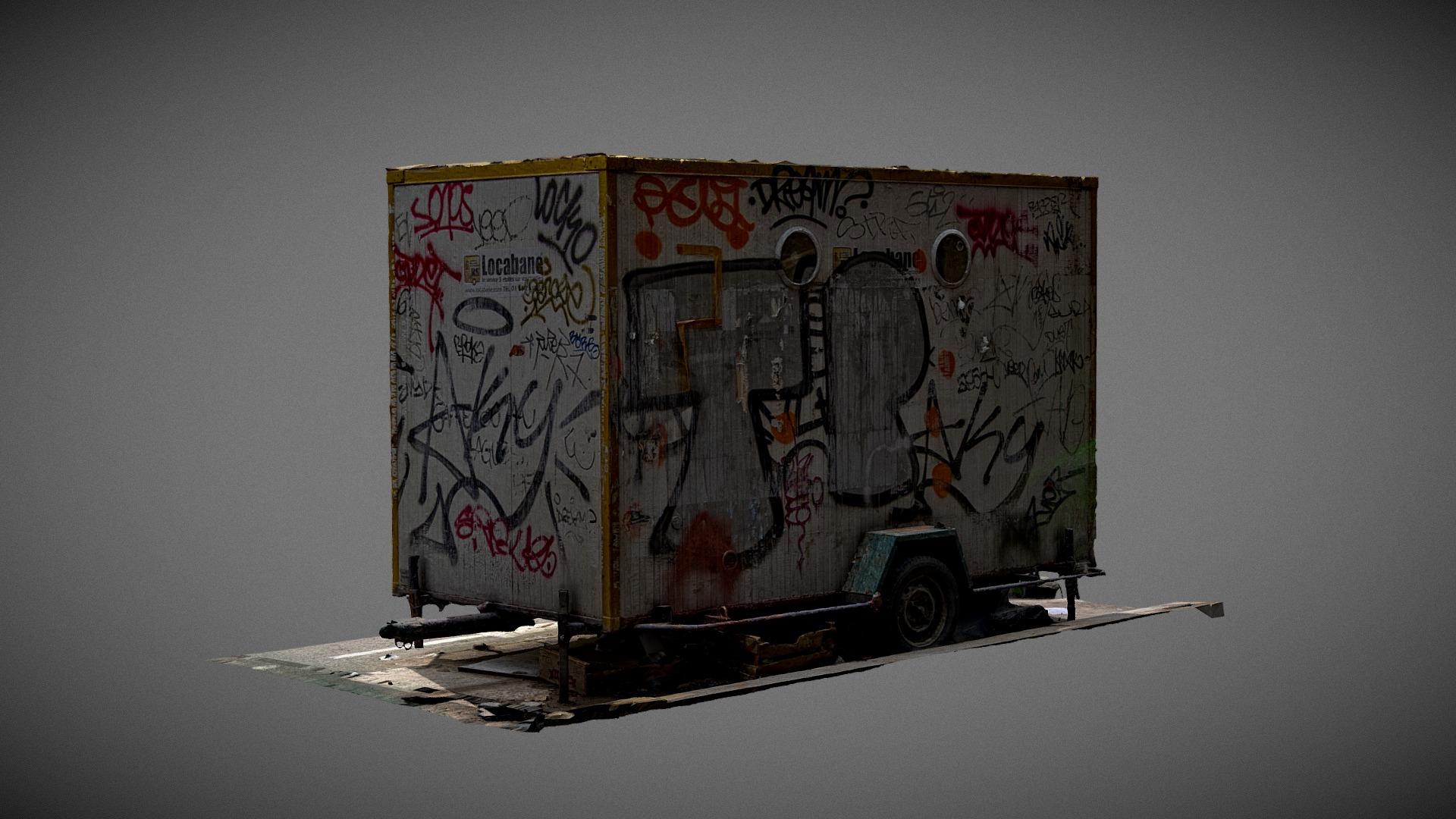 Abandonned prefab cabin 3D Model