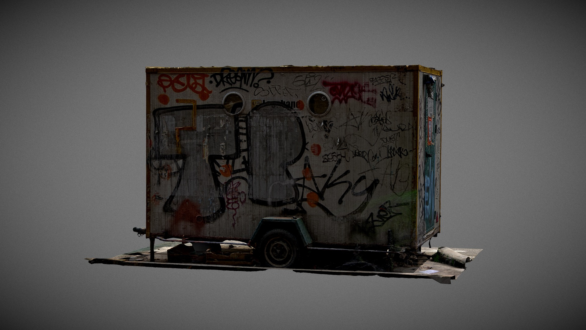 Abandonned prefab cabin 3D Model