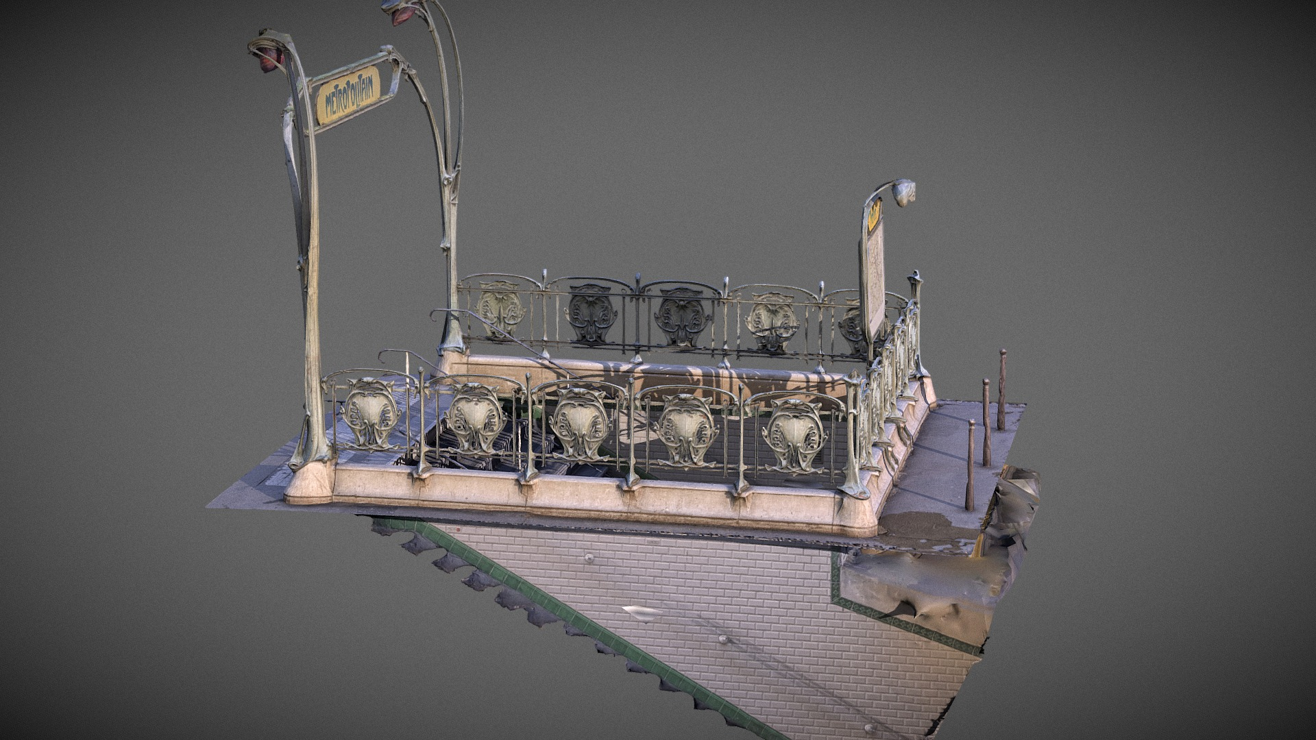 Art Nouveau Subway Entrance Paris 3D Model