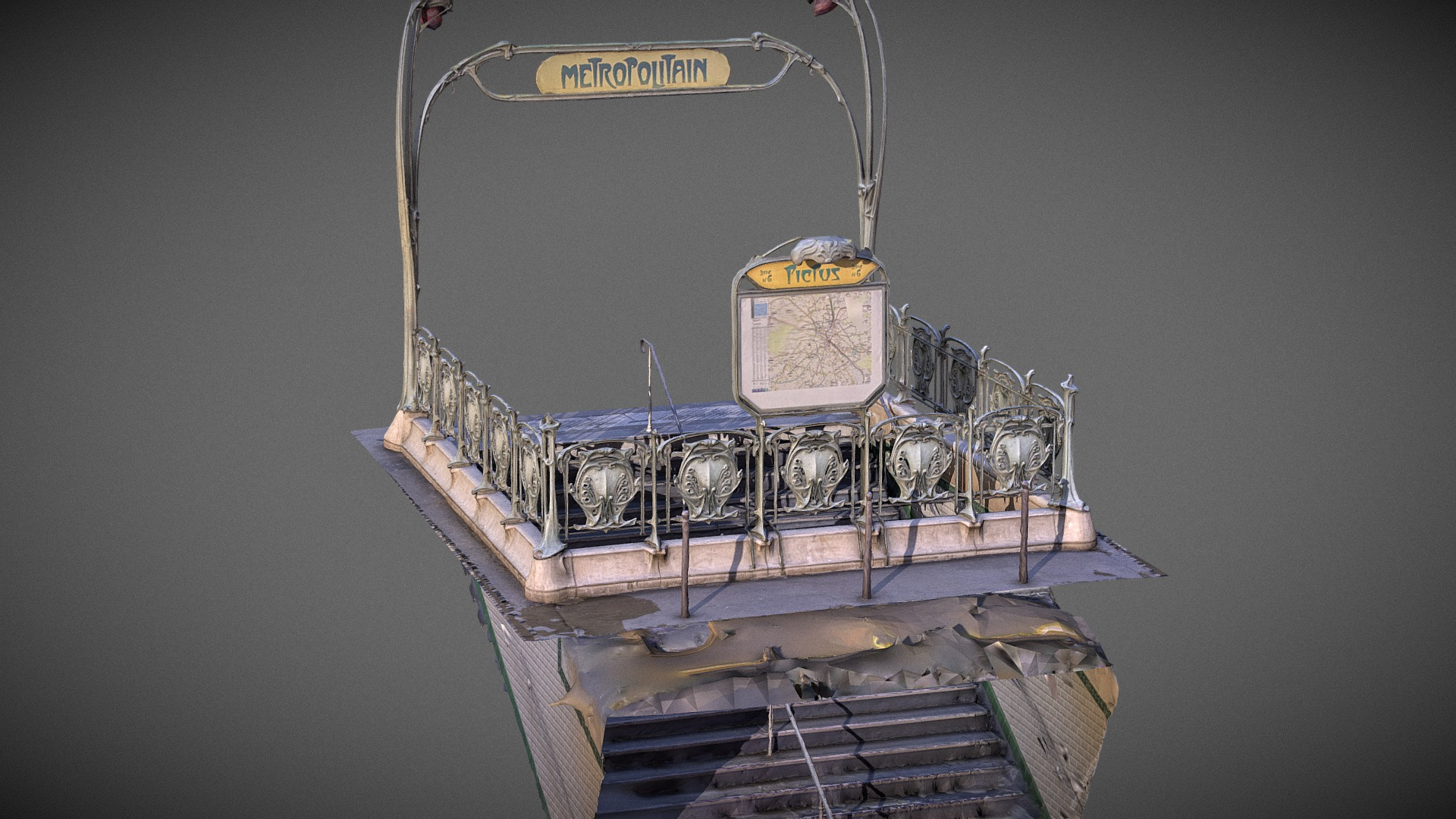 Art Nouveau Subway Entrance Paris 3D Model