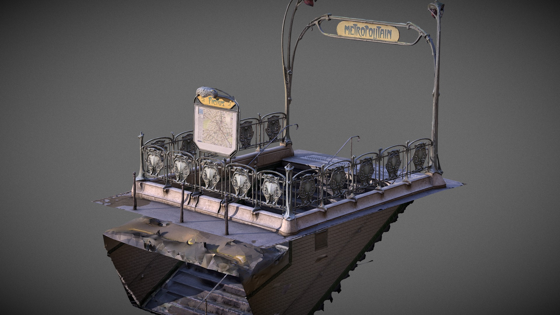 Art Nouveau Subway Entrance Paris 3D Model