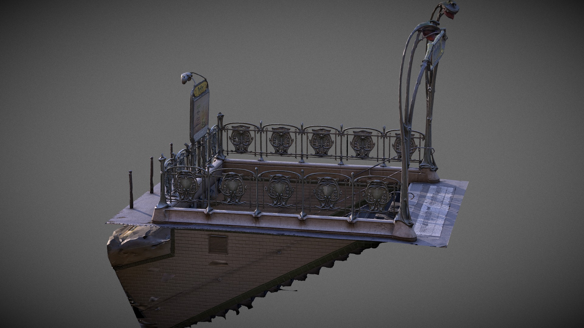 Art Nouveau Subway Entrance Paris 3D Model