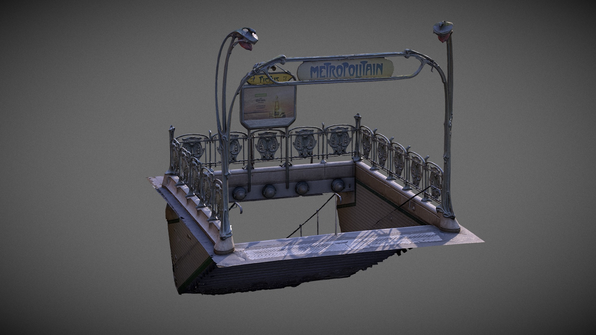 Art Nouveau Subway Entrance Paris 3D Model