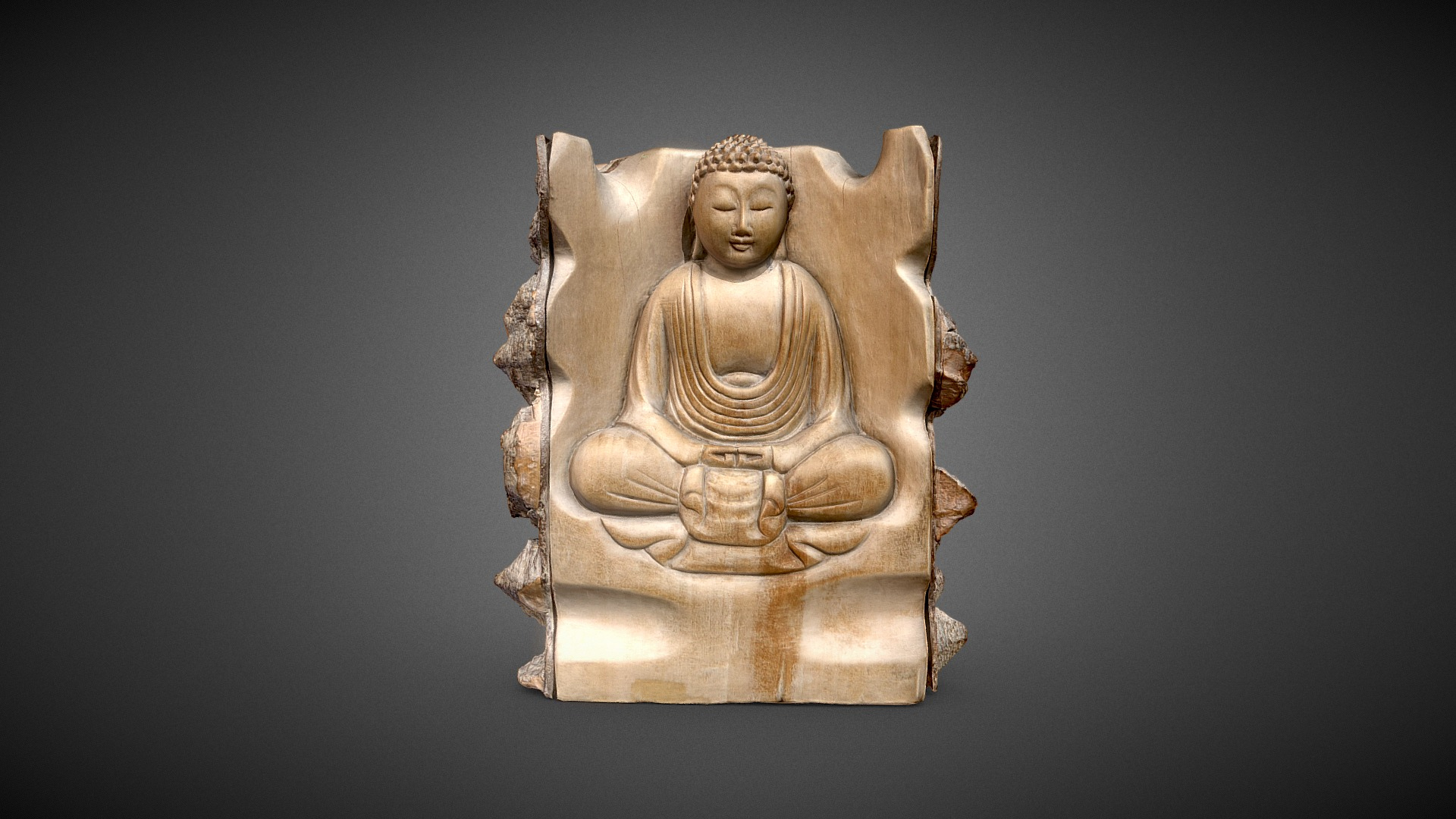 Bouddha Wooden Statue 3D Model