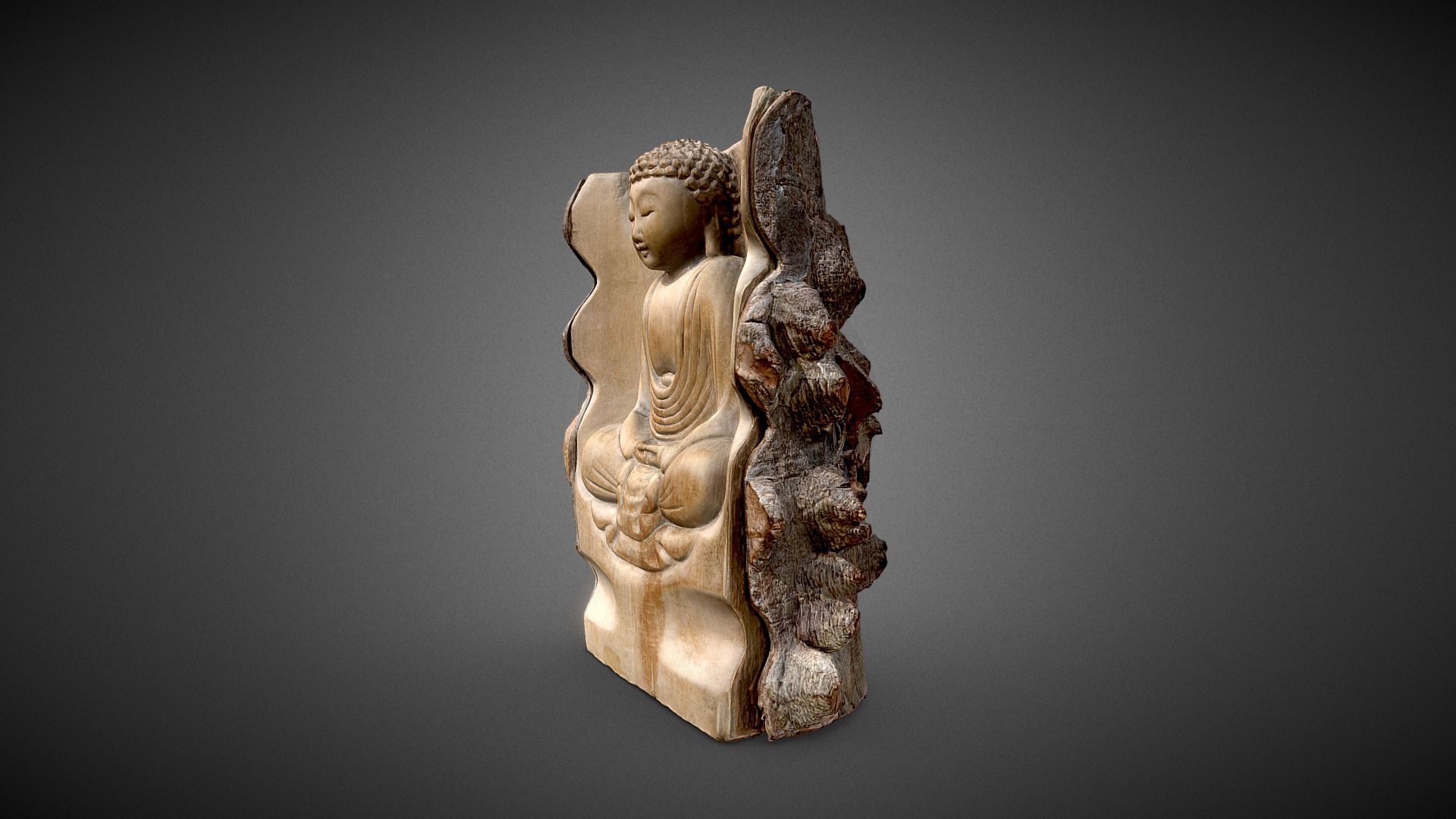 Bouddha Wooden Statue 3D Model