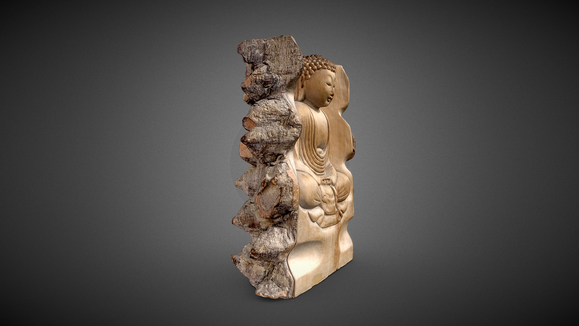 Bouddha Wooden Statue 3D Model