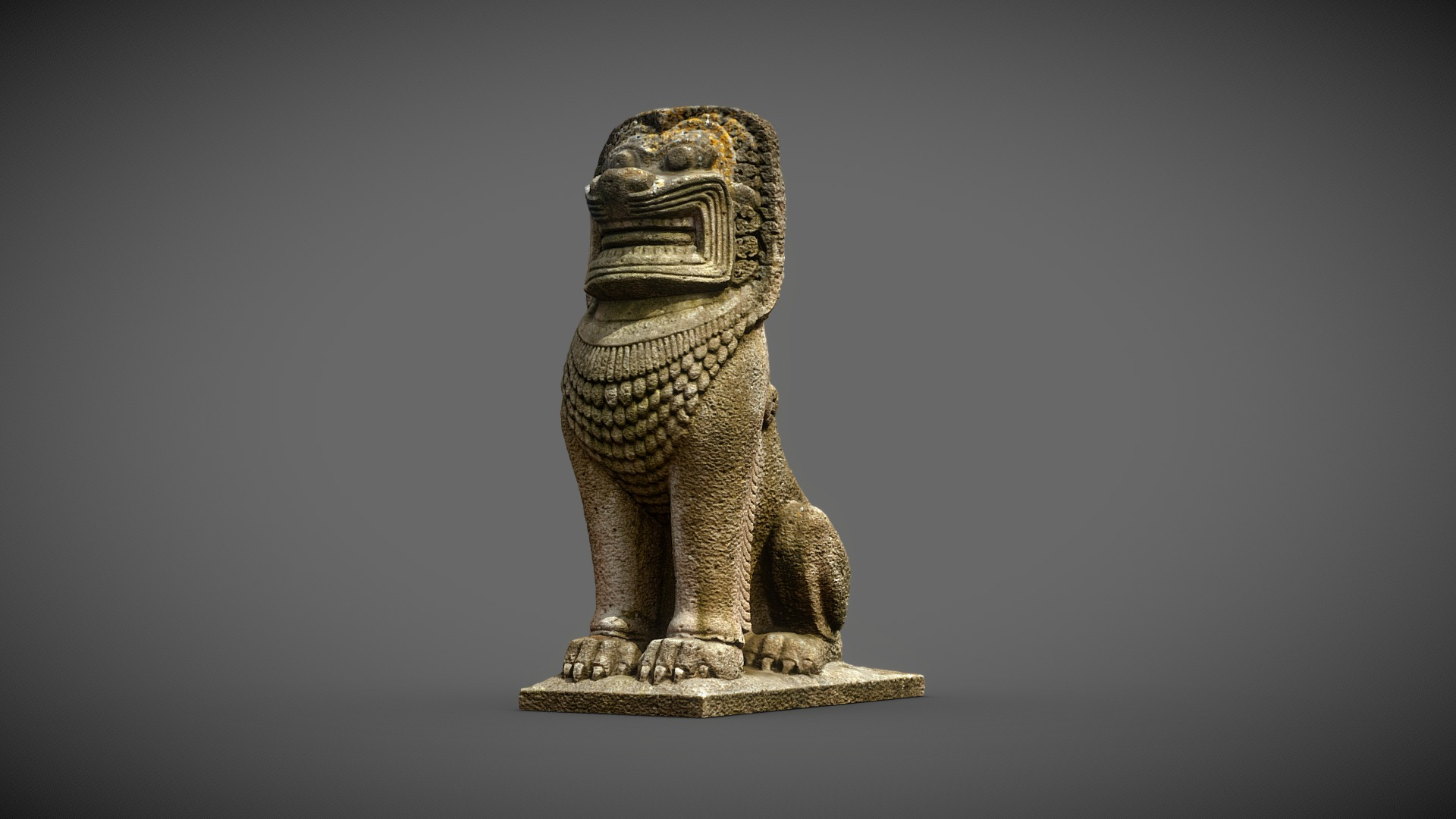 Cambodian granite Lion 1957 3D Model