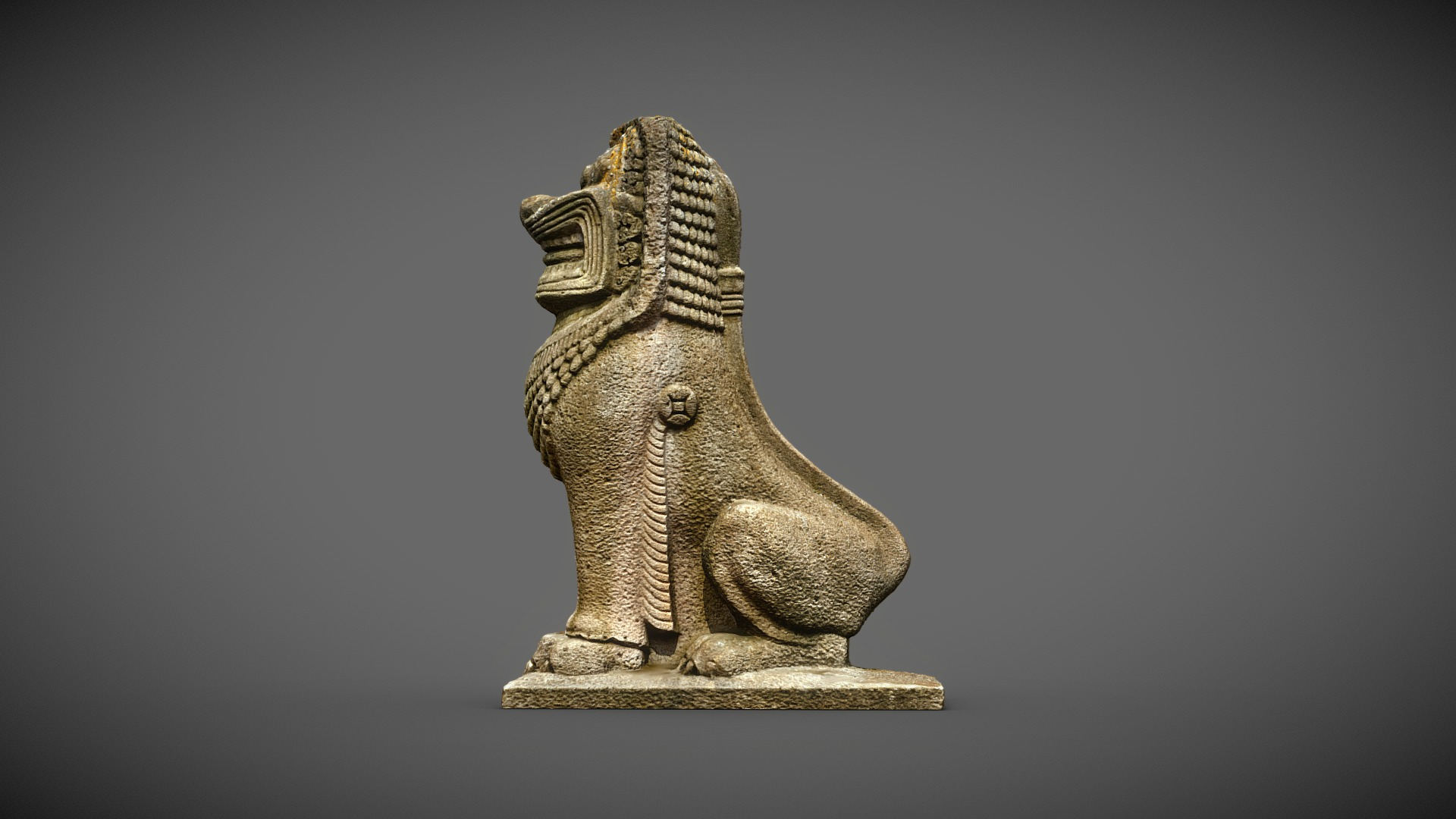 Cambodian granite Lion 1957 3D Model