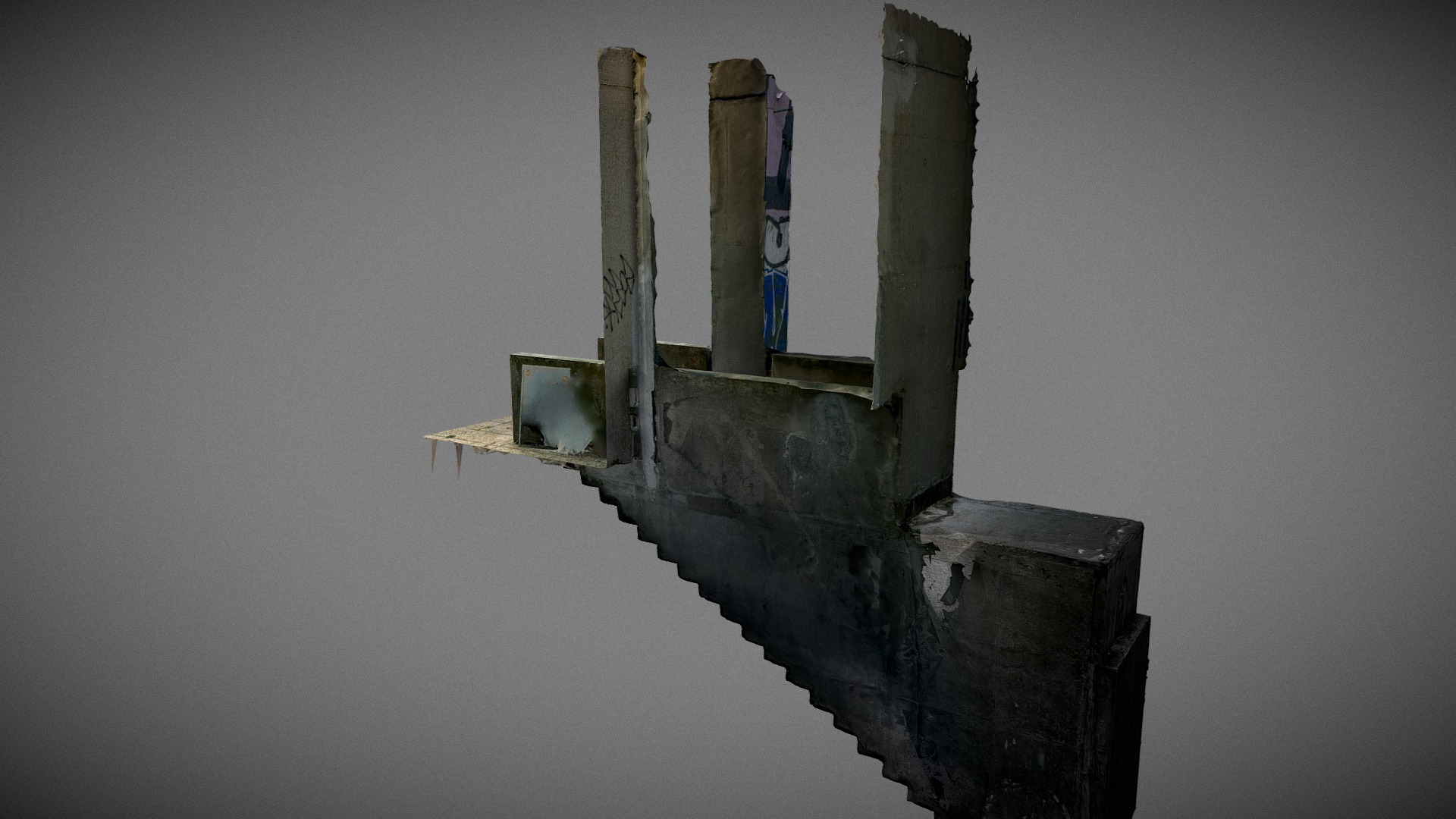 Creepy Concrete Cellar Stairs 3D Model