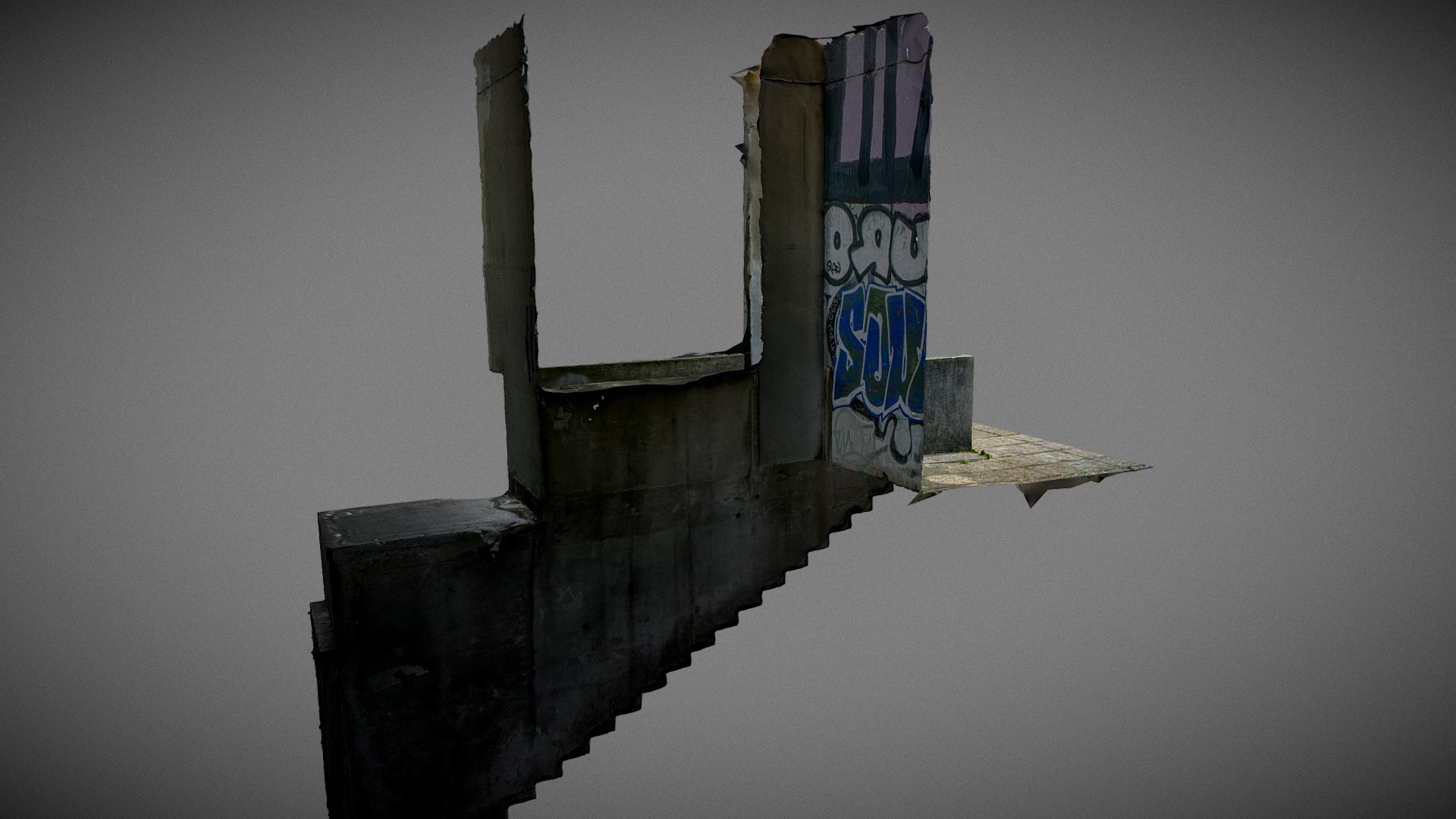 Creepy Concrete Cellar Stairs 3D Model