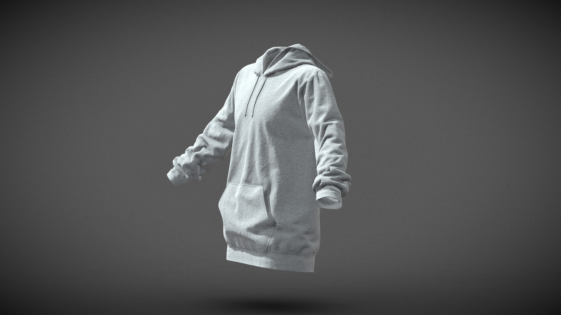 Grey Hoodie Basic 3D Model