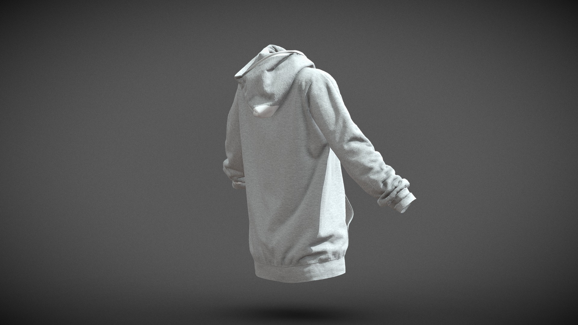 Grey Hoodie Basic 3D Model