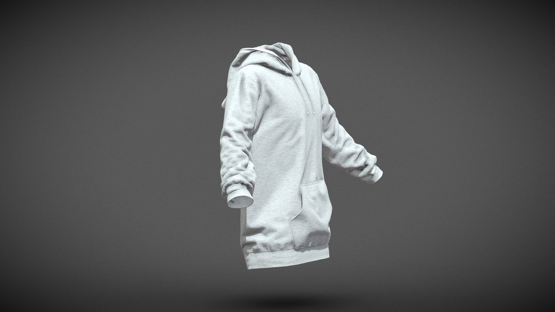 Grey Hoodie Basic 3D Model