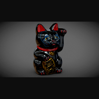 Handpainted Black Maneki Neko