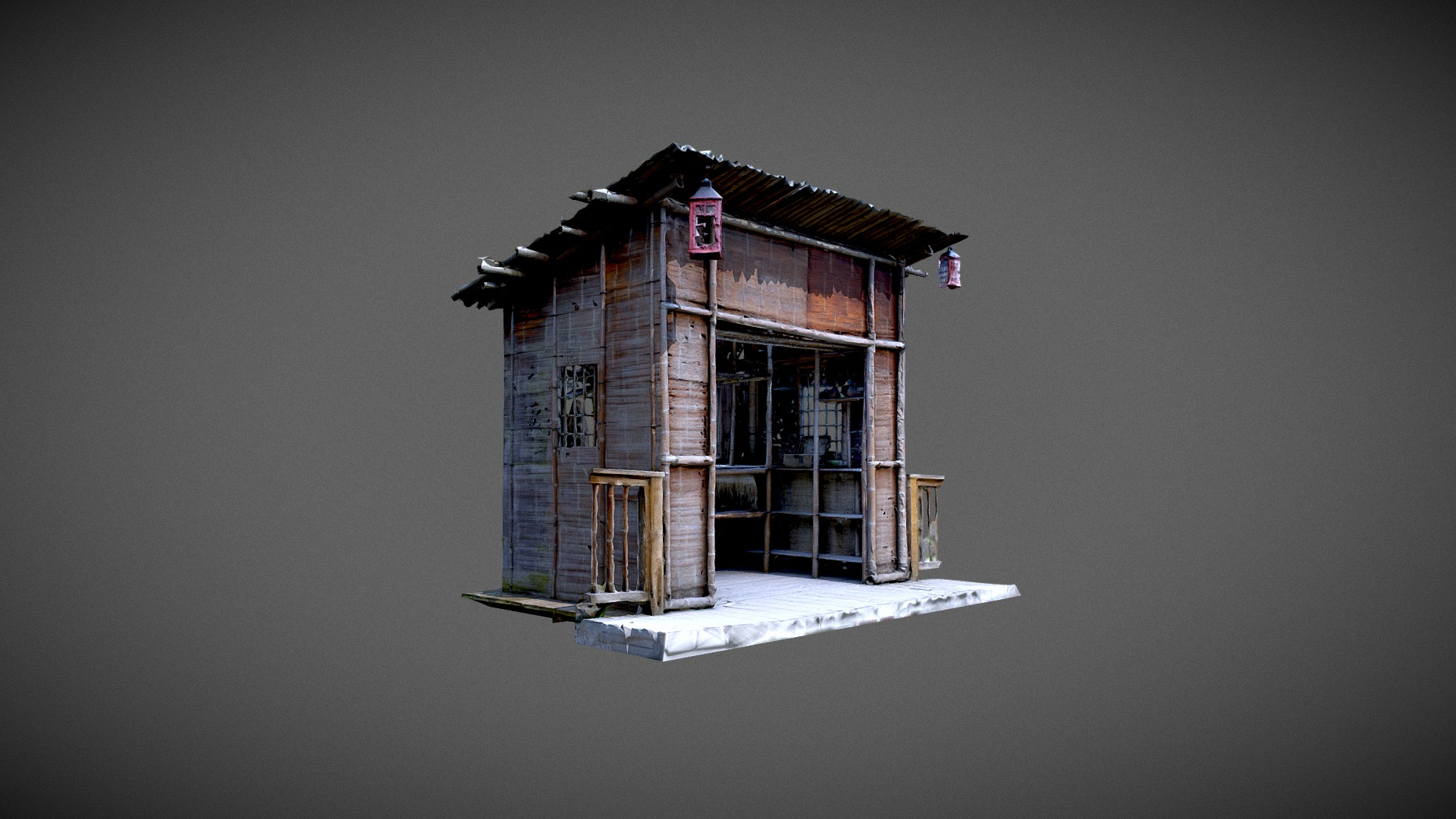Japanese Bamboo Hut 3D Model