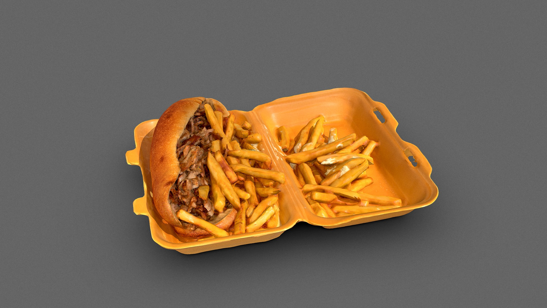 Kebab Sandwich and French Fries 3D Model
