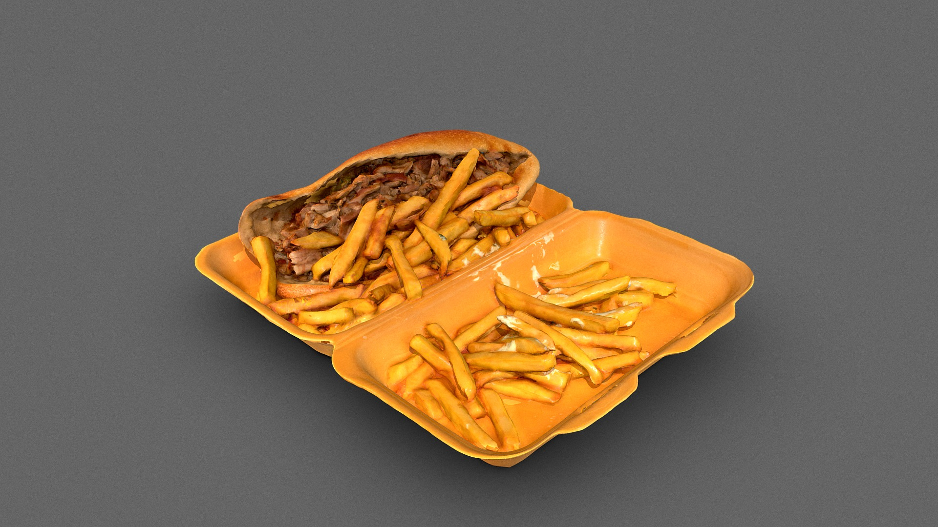 Kebab Sandwich and French Fries 3D Model