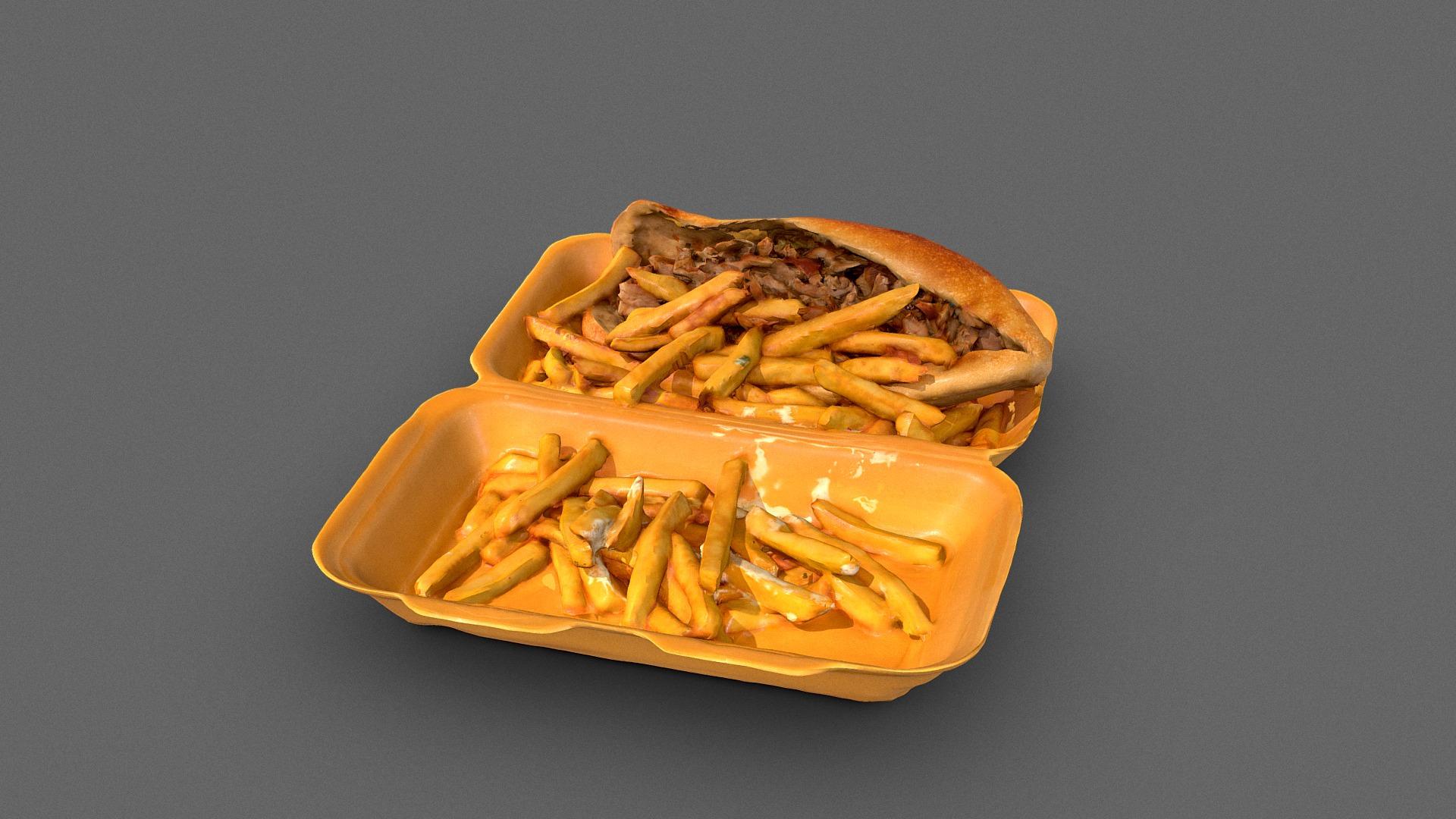 Kebab Sandwich and French Fries 3D Model