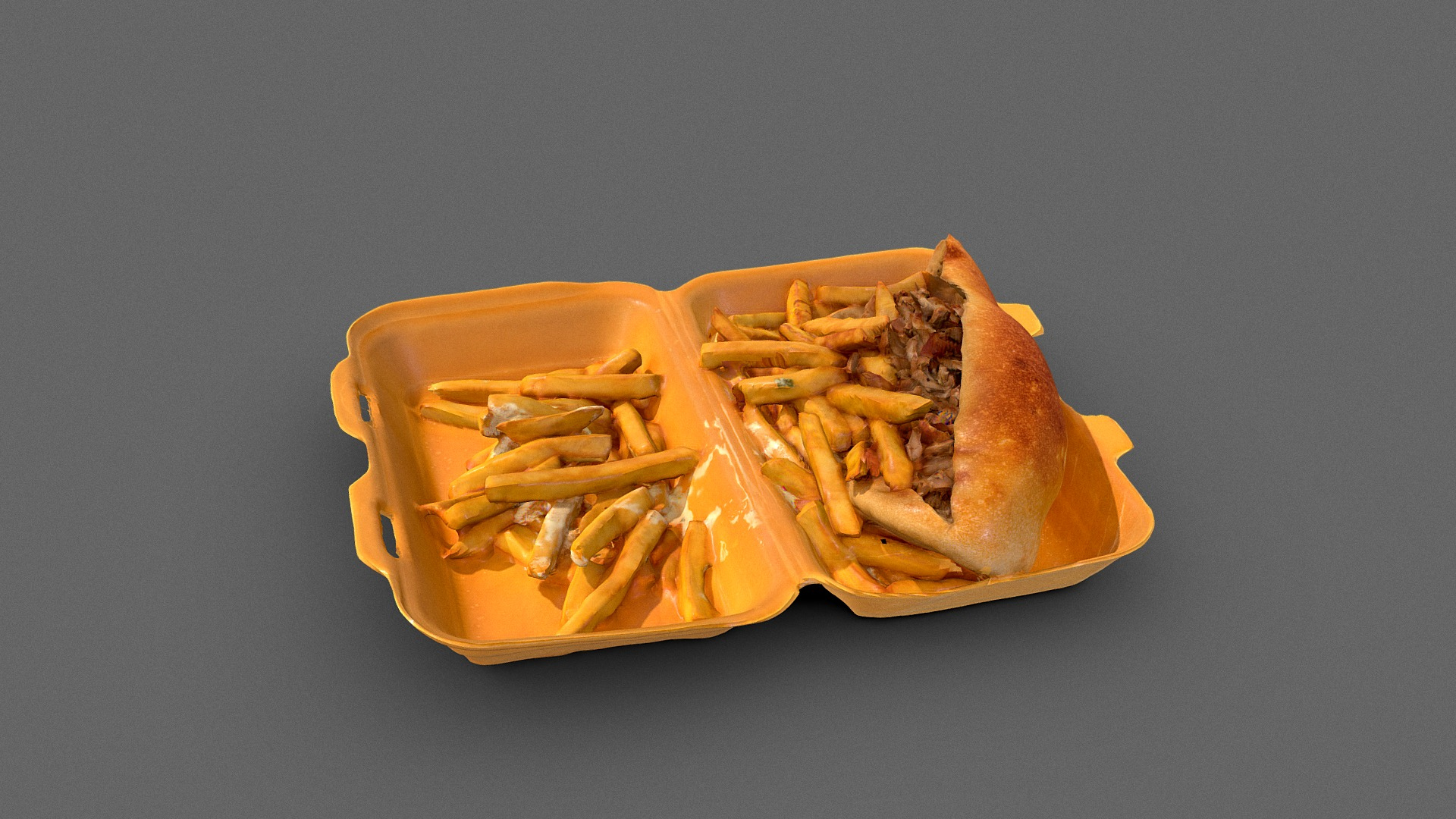 Kebab Sandwich and French Fries 3D Model