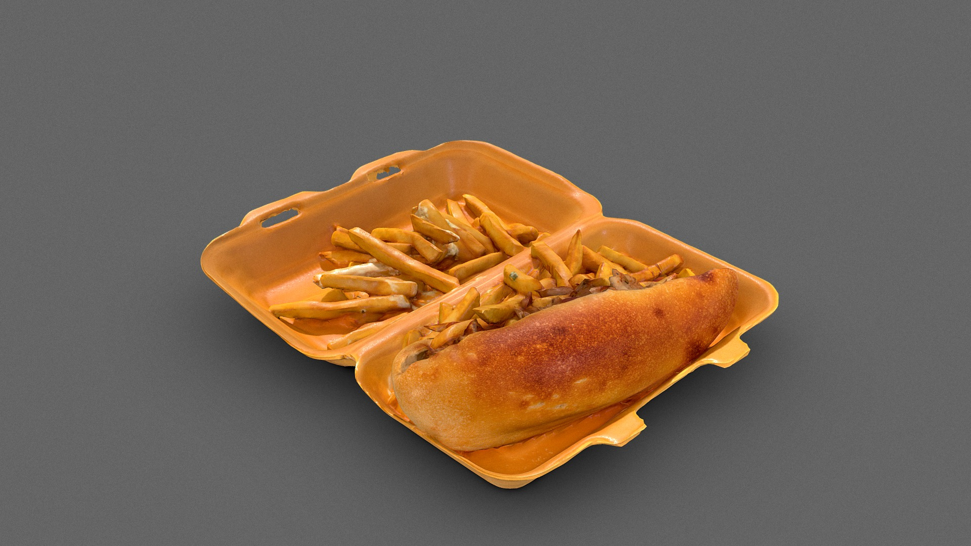 Kebab Sandwich and French Fries 3D Model