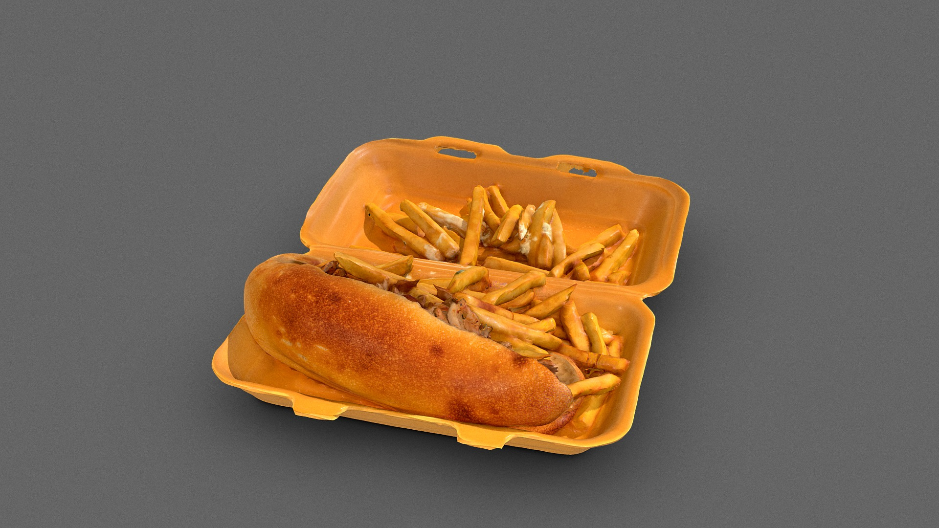 Kebab Sandwich and French Fries 3D Model