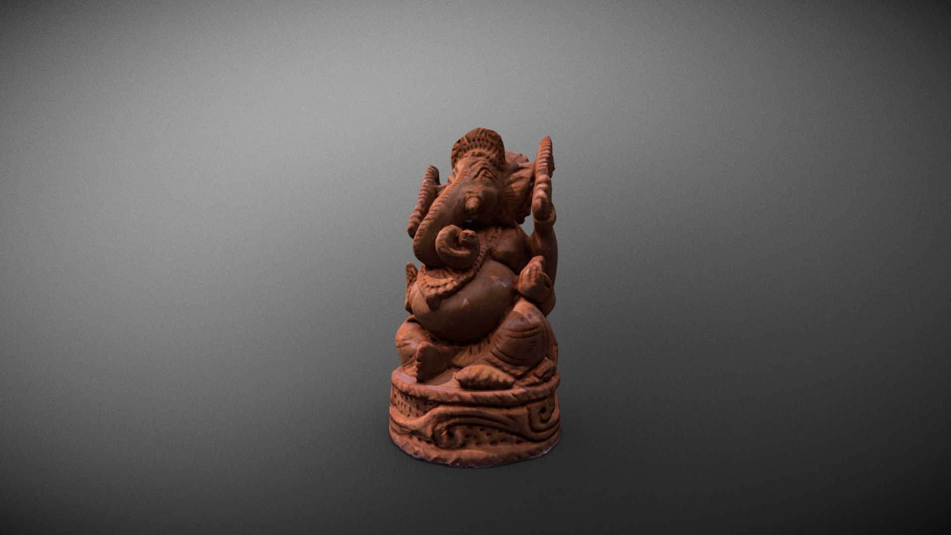 Little Ganesh Wood Statue 3D Model
