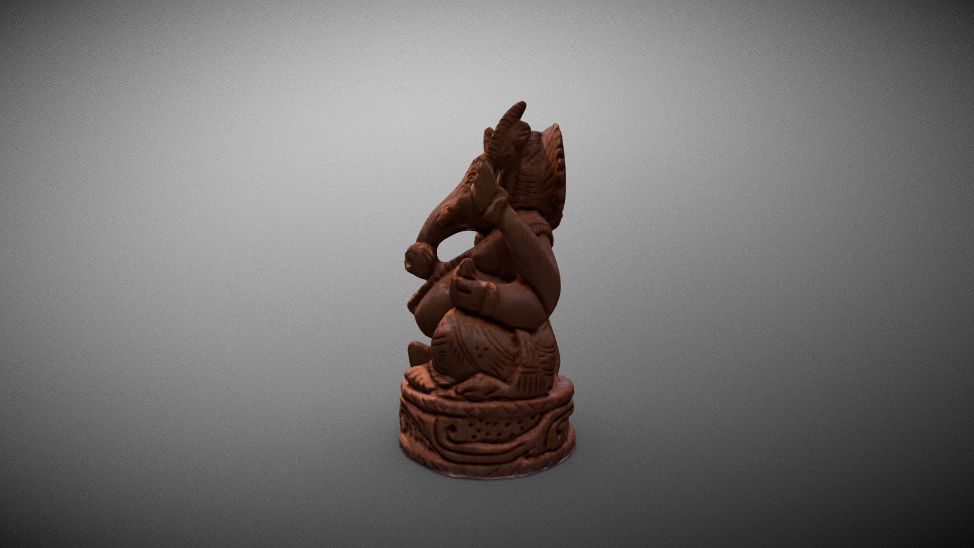 Little Ganesh Wood Statue 3D Model