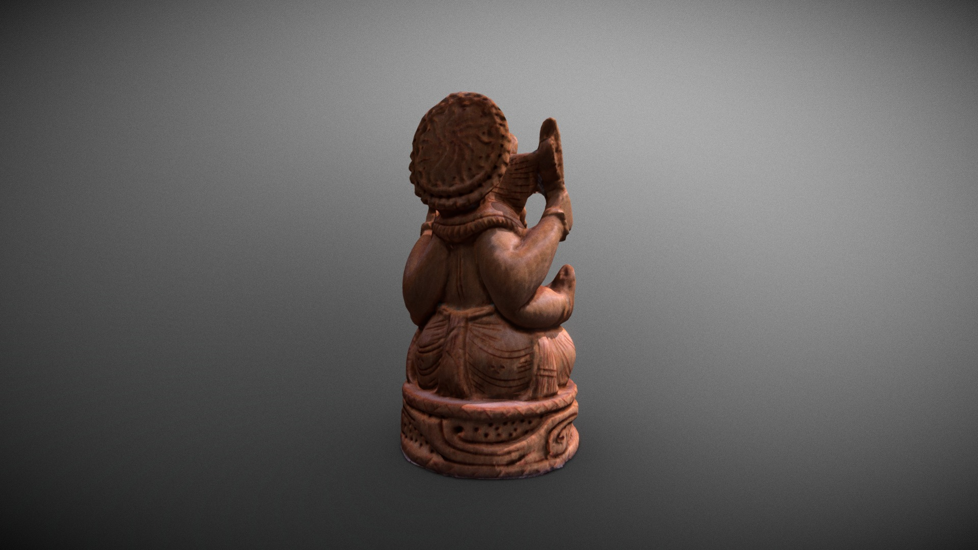 Little Ganesh Wood Statue 3D Model
