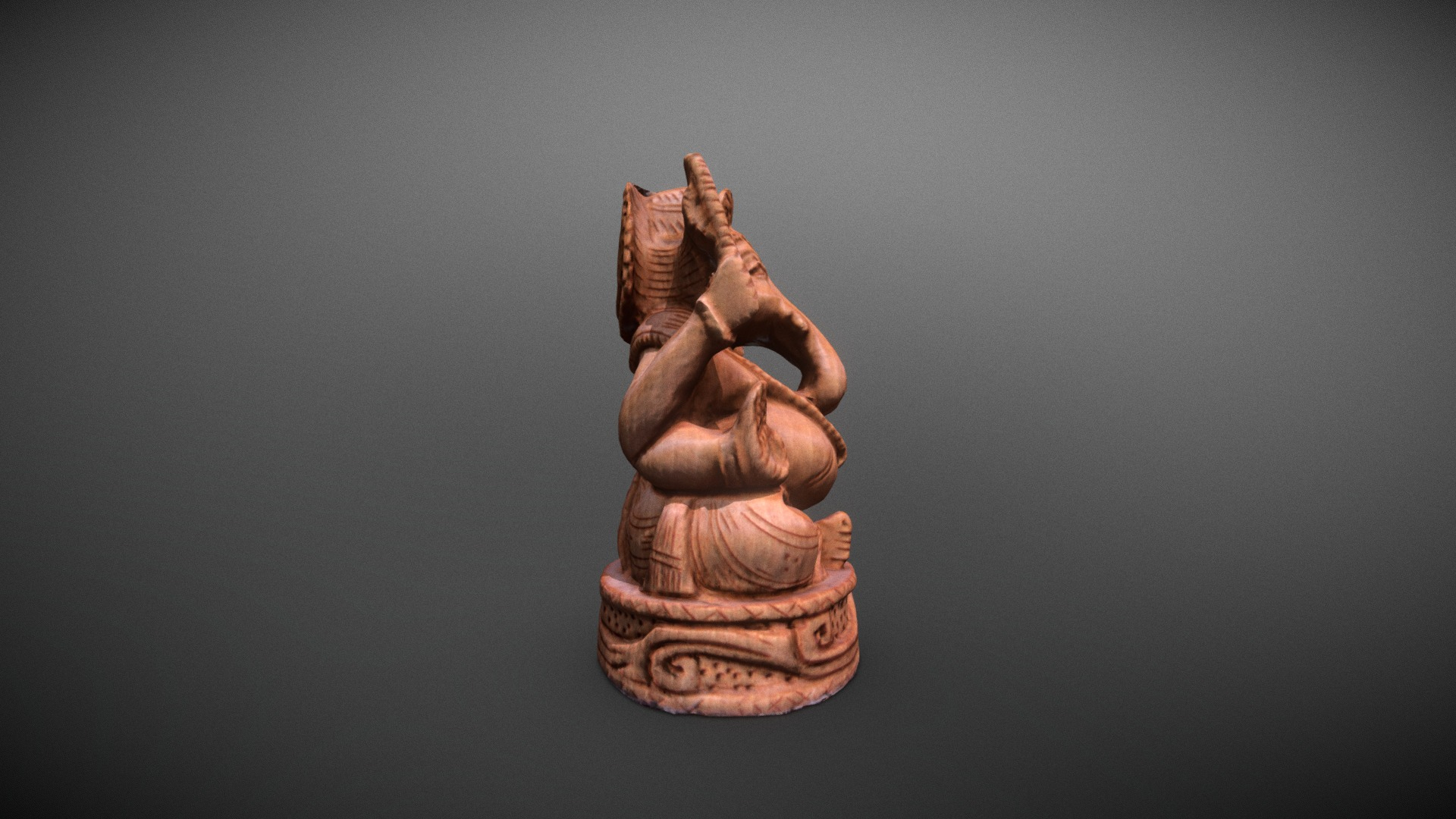 Little Ganesh Wood Statue 3D Model