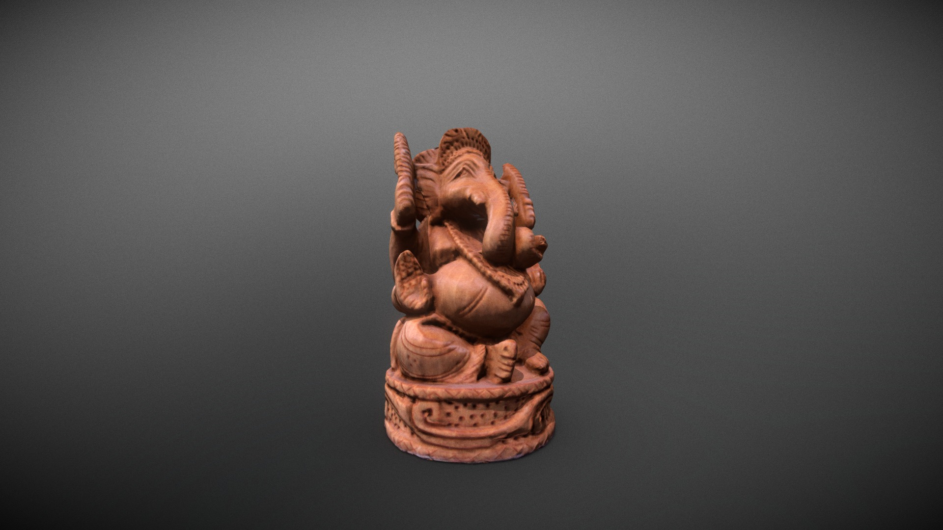 Little Ganesh Wood Statue 3D Model