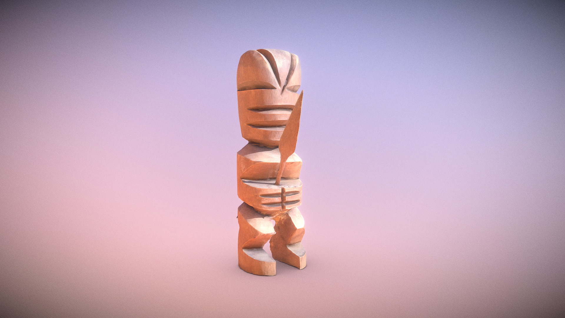 Little Tahiti Tiki Soldier Statue 3D Model