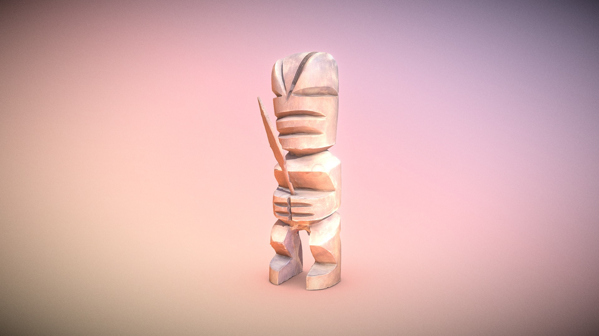 Little Tahiti Tiki Soldier Statue 3D Model