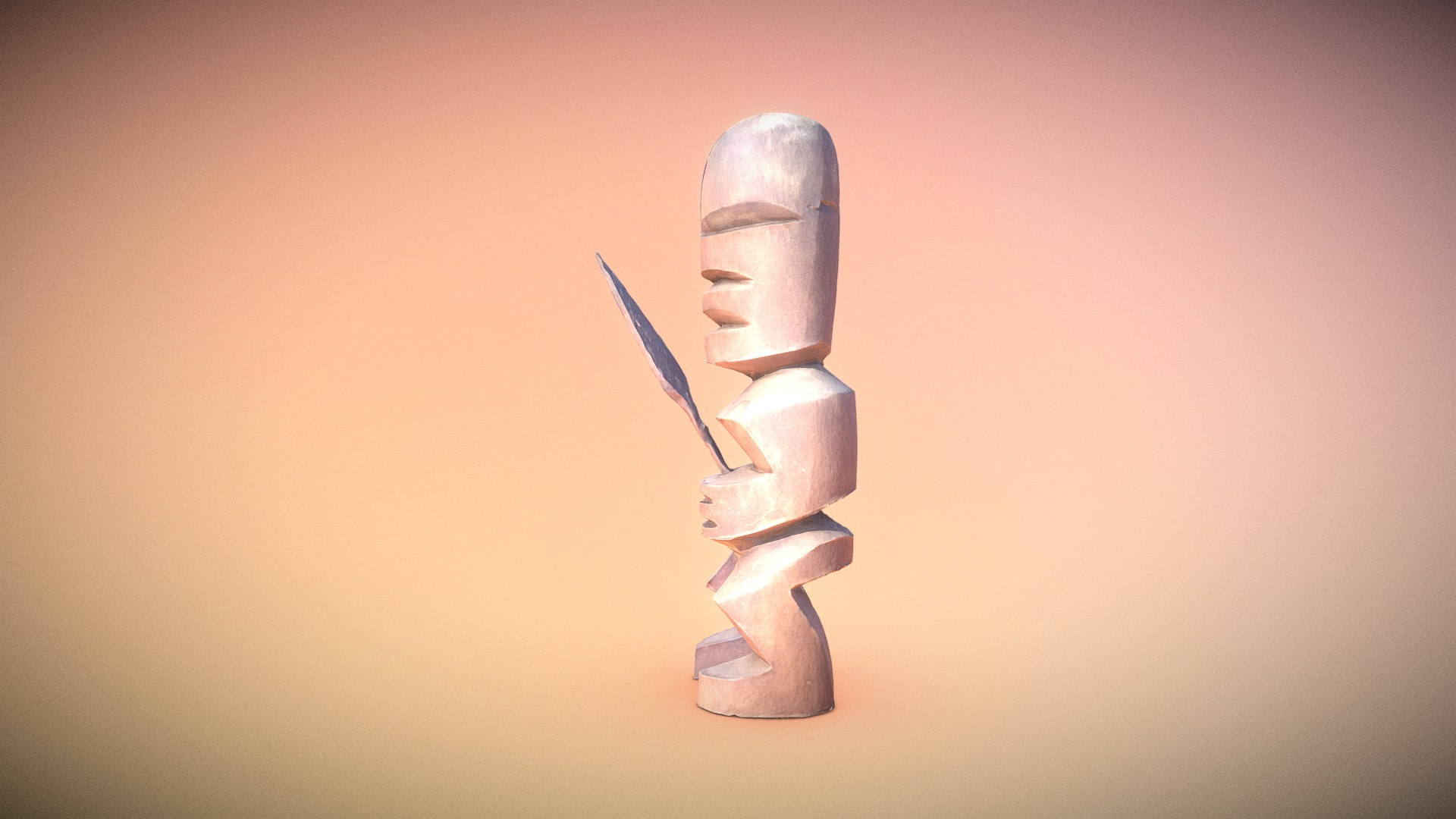 Little Tahiti Tiki Soldier Statue 3D Model