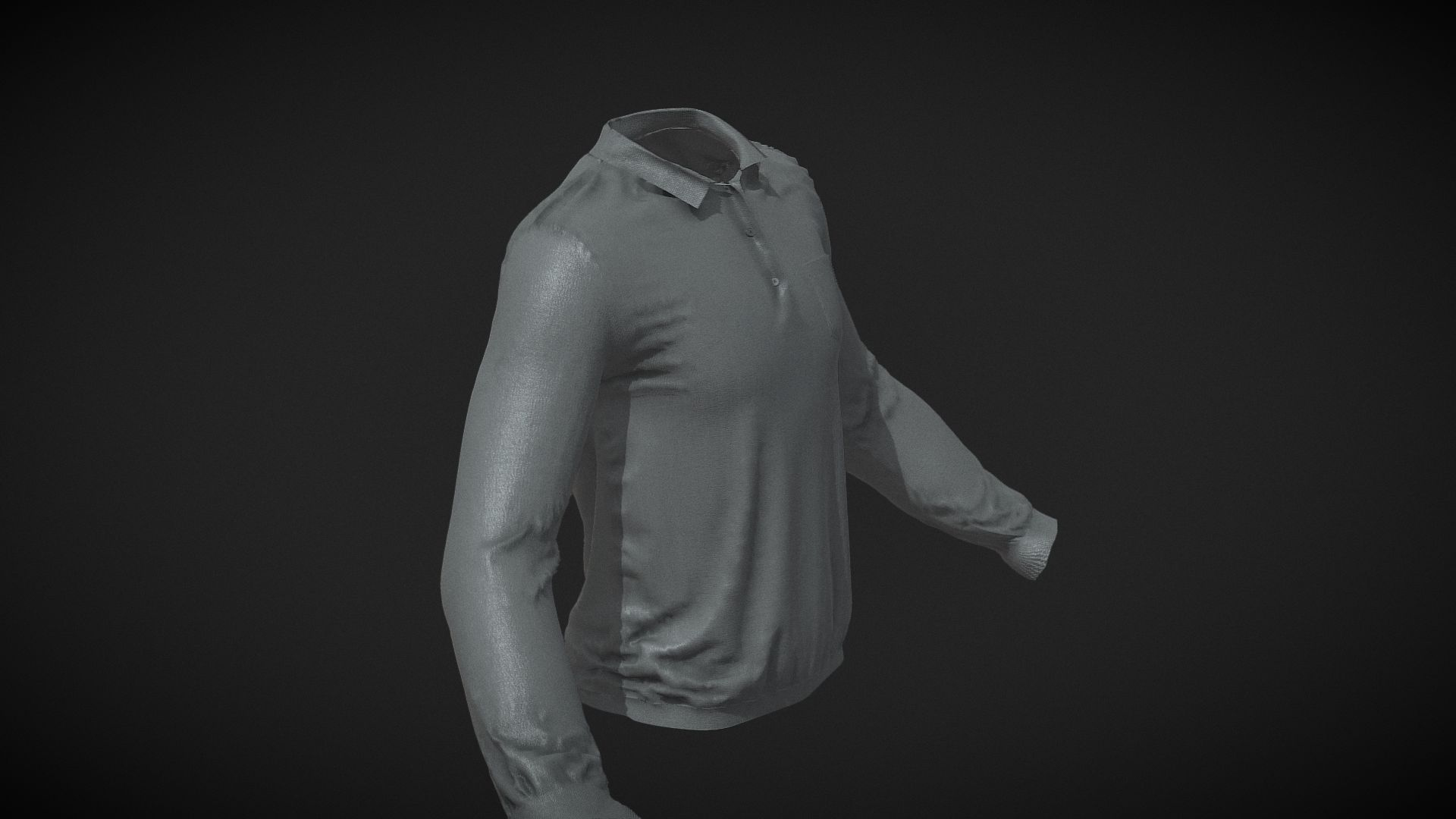 Long Sleeve Polo UNREAL 5 - METAHUMANS 3D Model