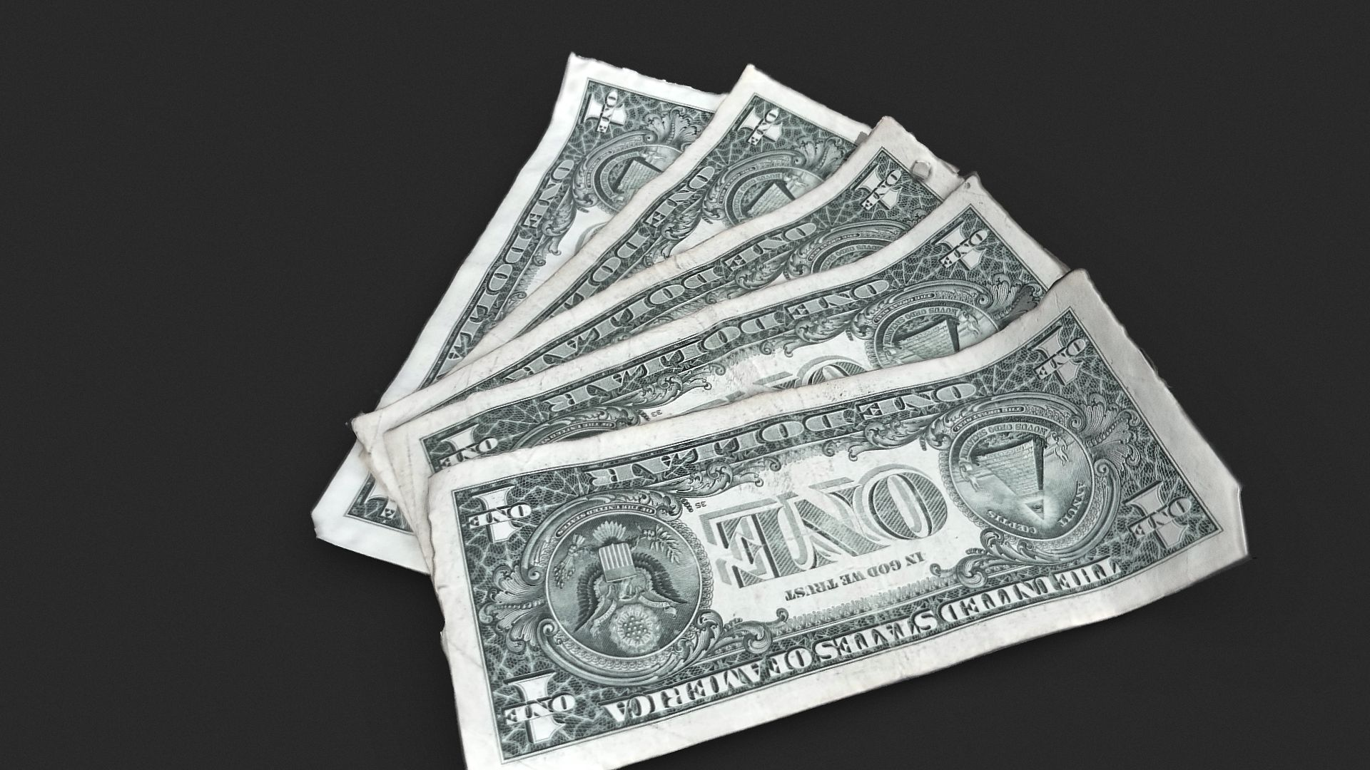 Old 5 Dollars bills 3D Model