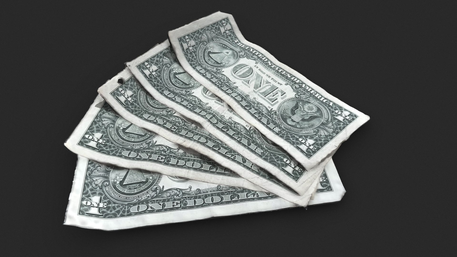 Old 5 Dollars bills 3D Model