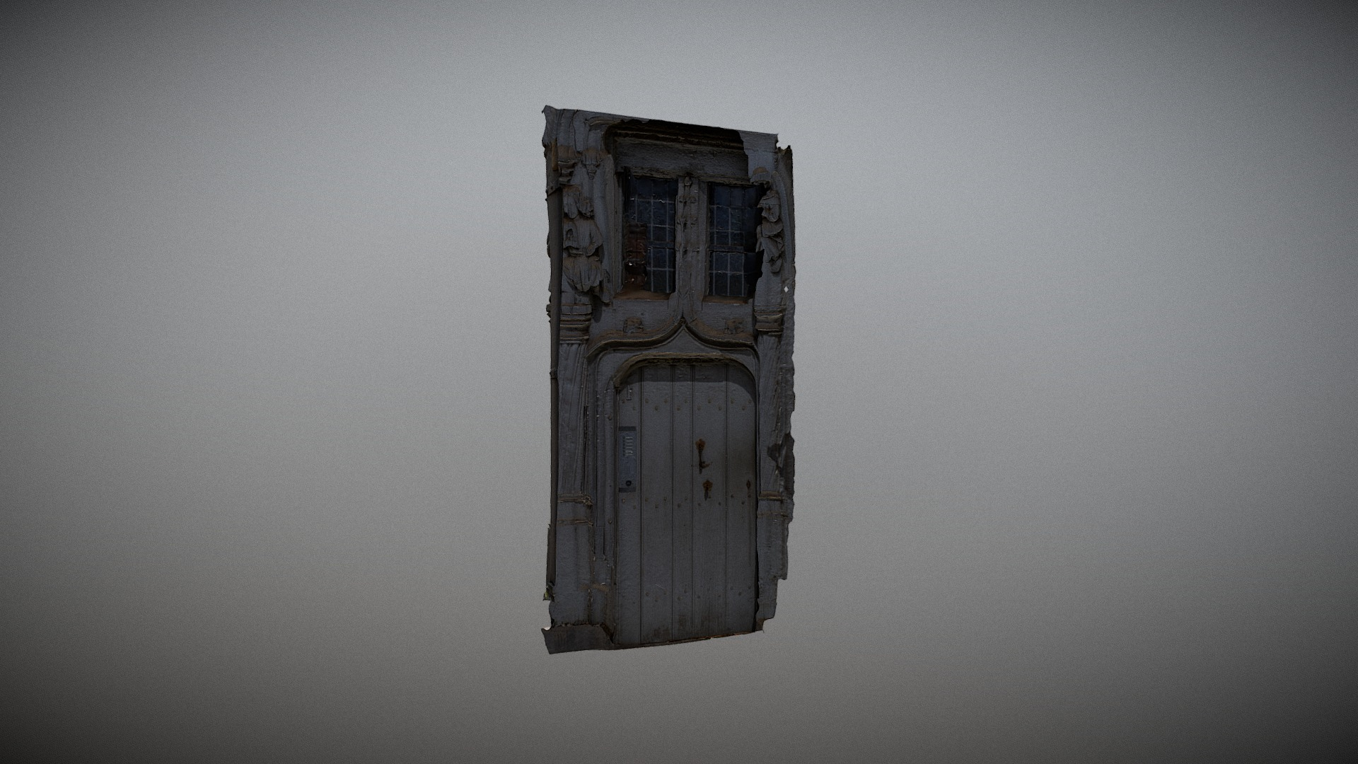 Old Sculpted Wooden Door 1491 3D Model
