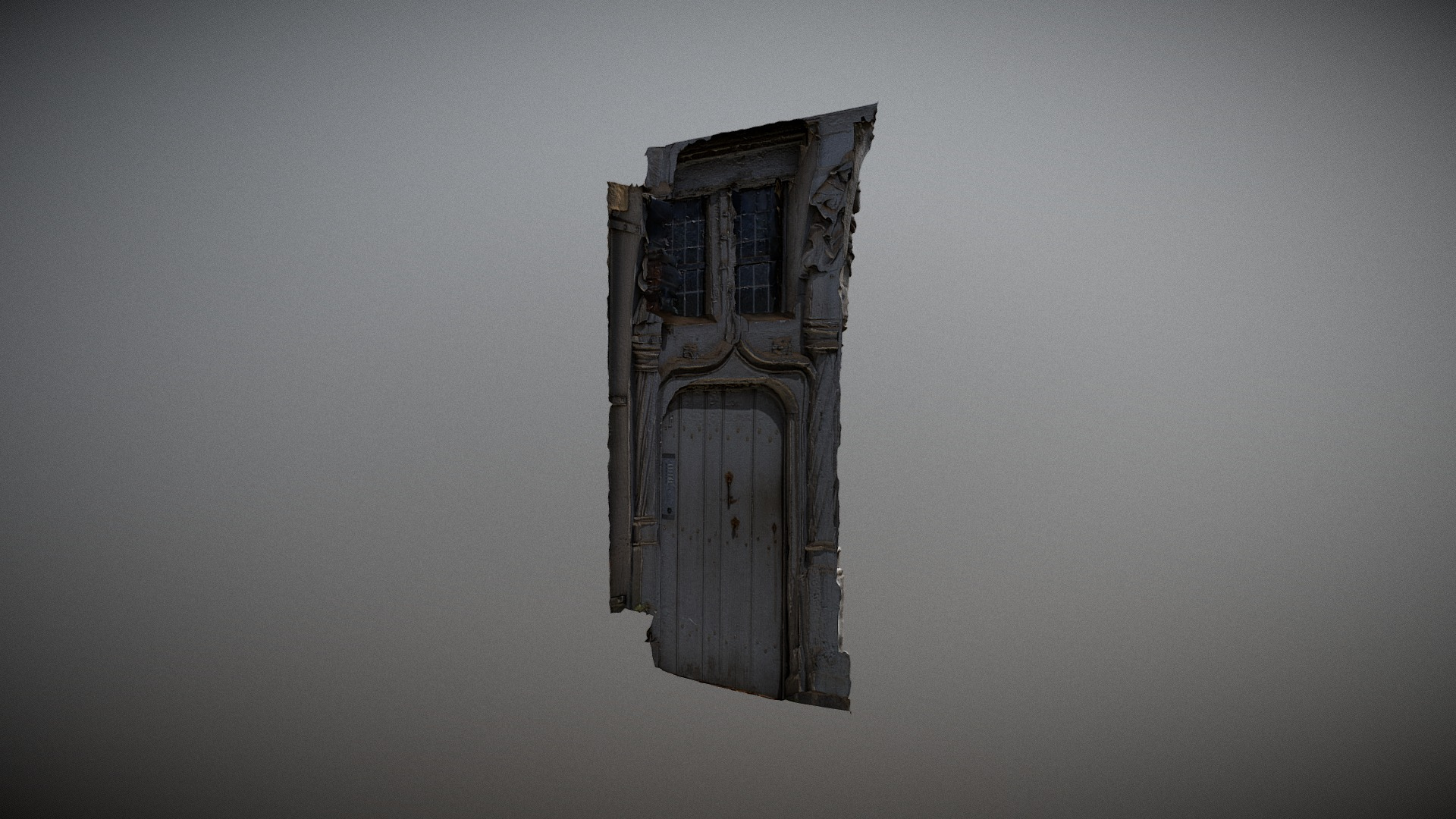 Old Sculpted Wooden Door 1491 3D Model