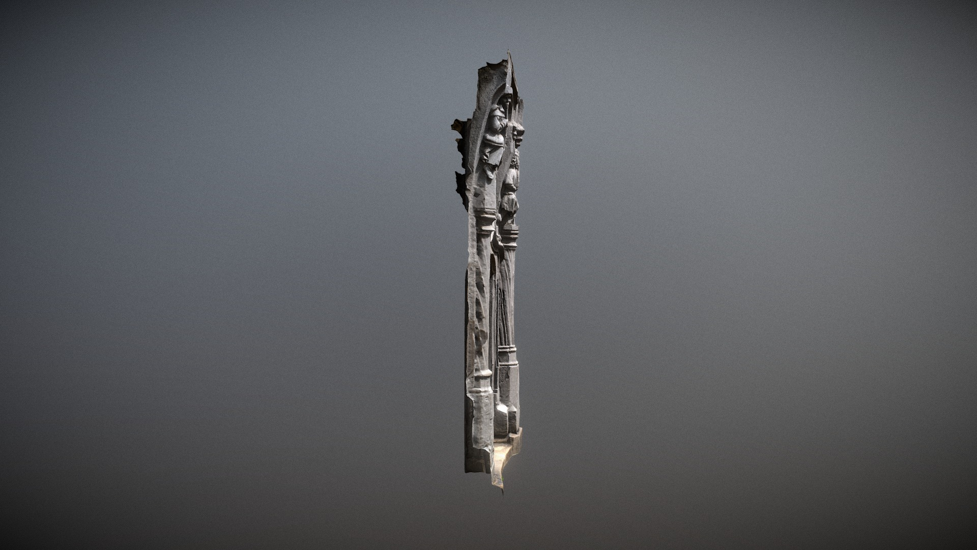 Old Sculpted Wooden Door 1491 3D Model