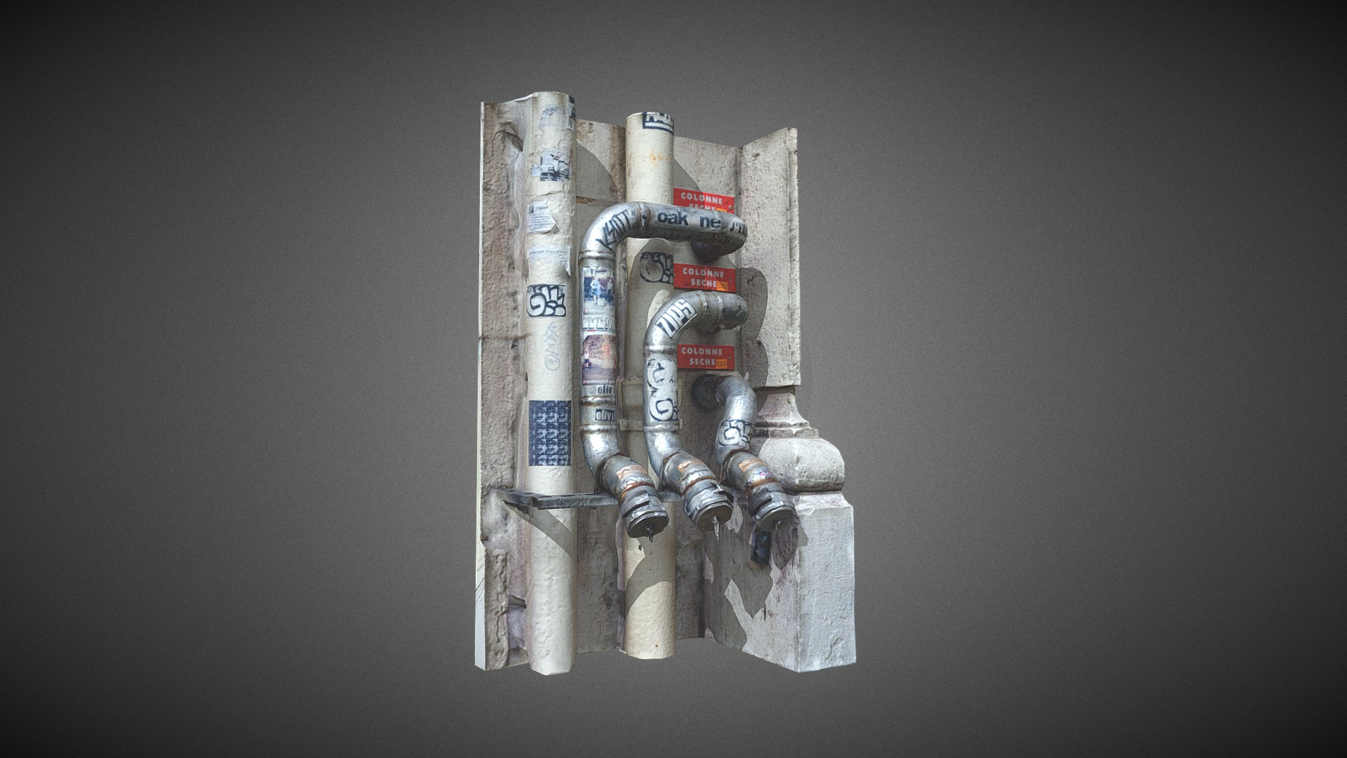 Parisian Water Pipes with Stickers 3D Model