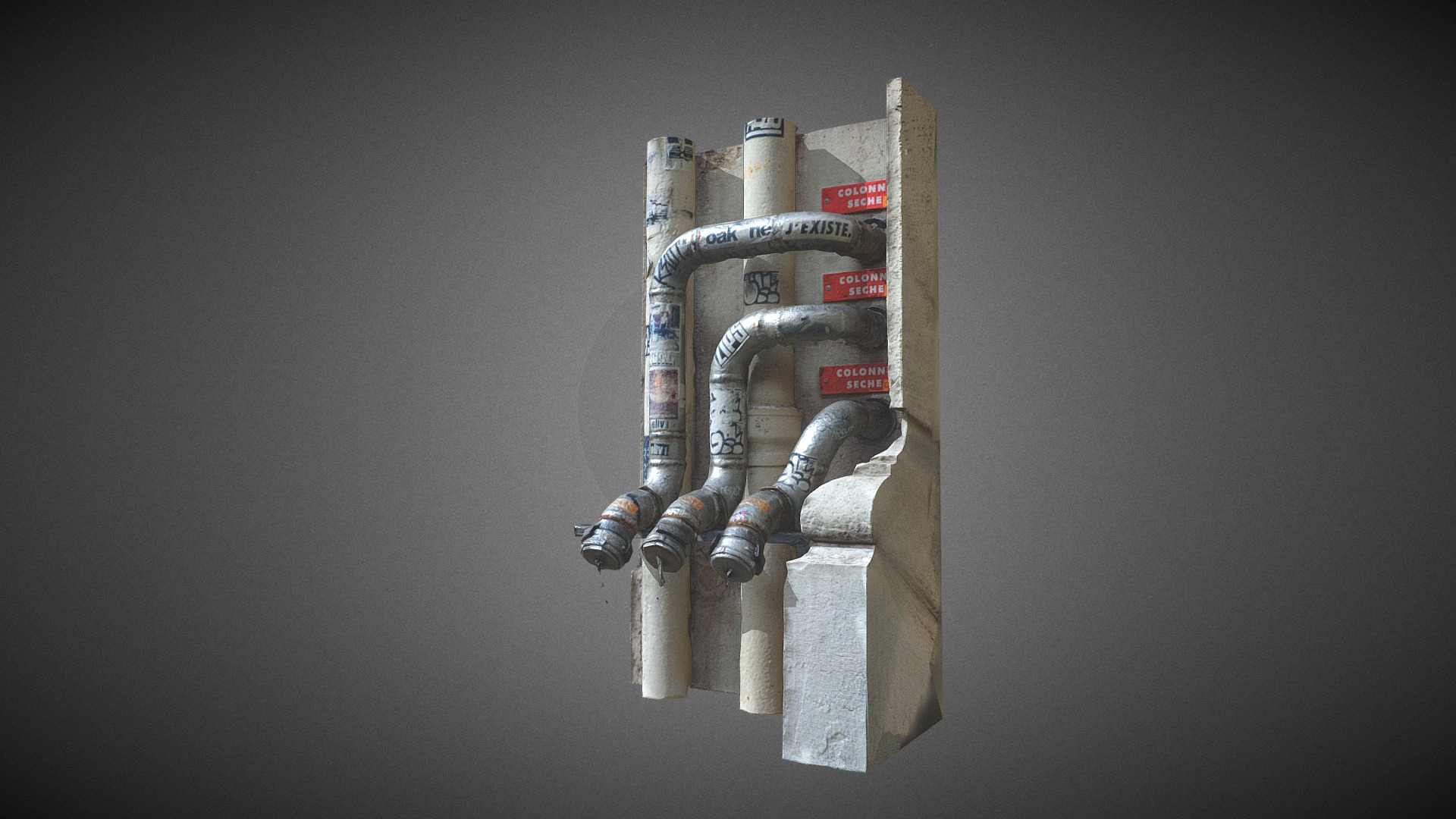 Parisian Water Pipes with Stickers 3D Model