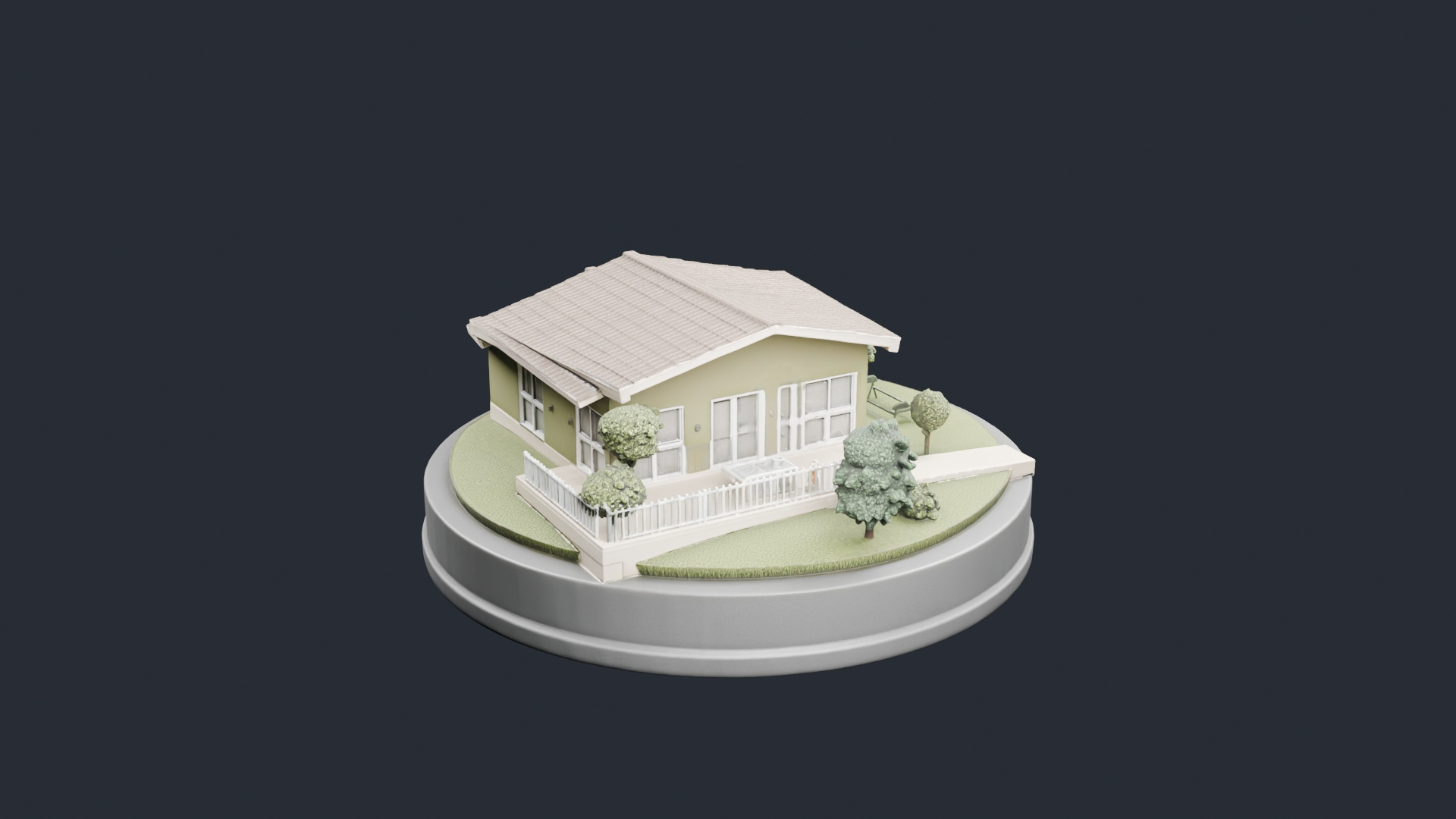 Single Story House on Circular Base - AI Generated 3D Model