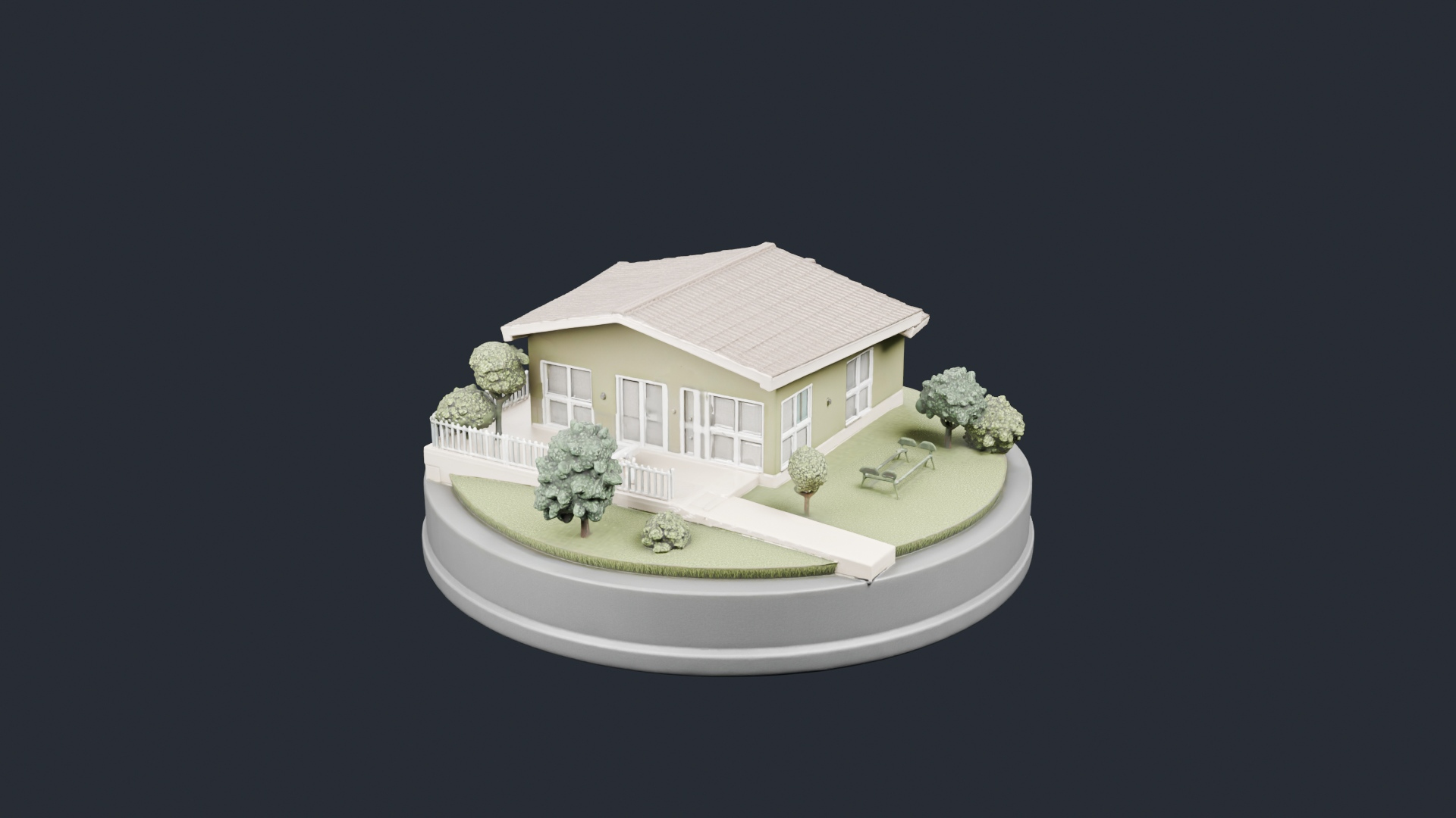 Single Story House on Circular Base - AI Generated 3D Model