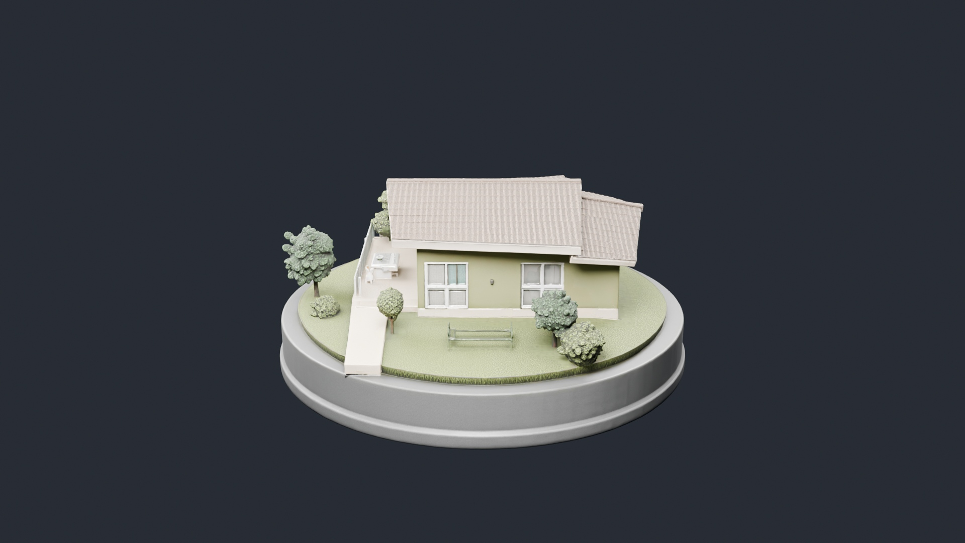 Single Story House on Circular Base - AI Generated 3D Model