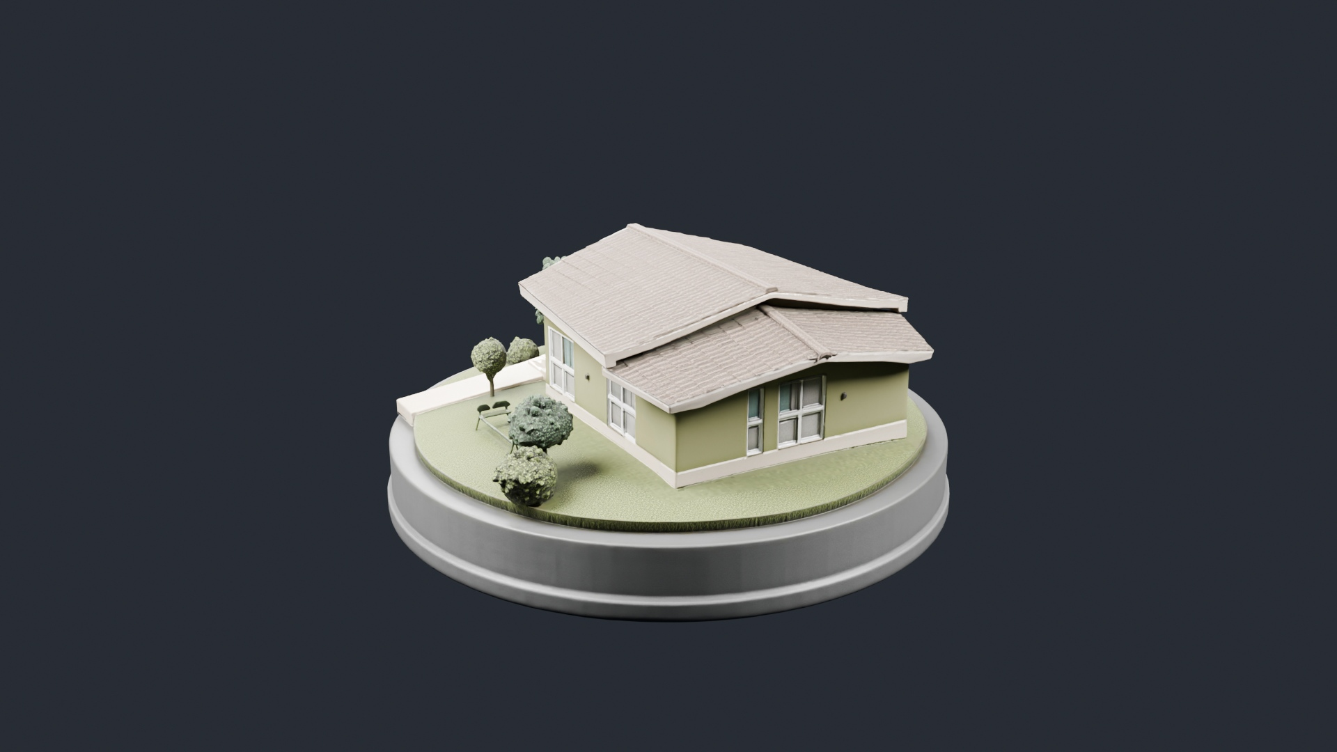 Single Story House on Circular Base - AI Generated 3D Model
