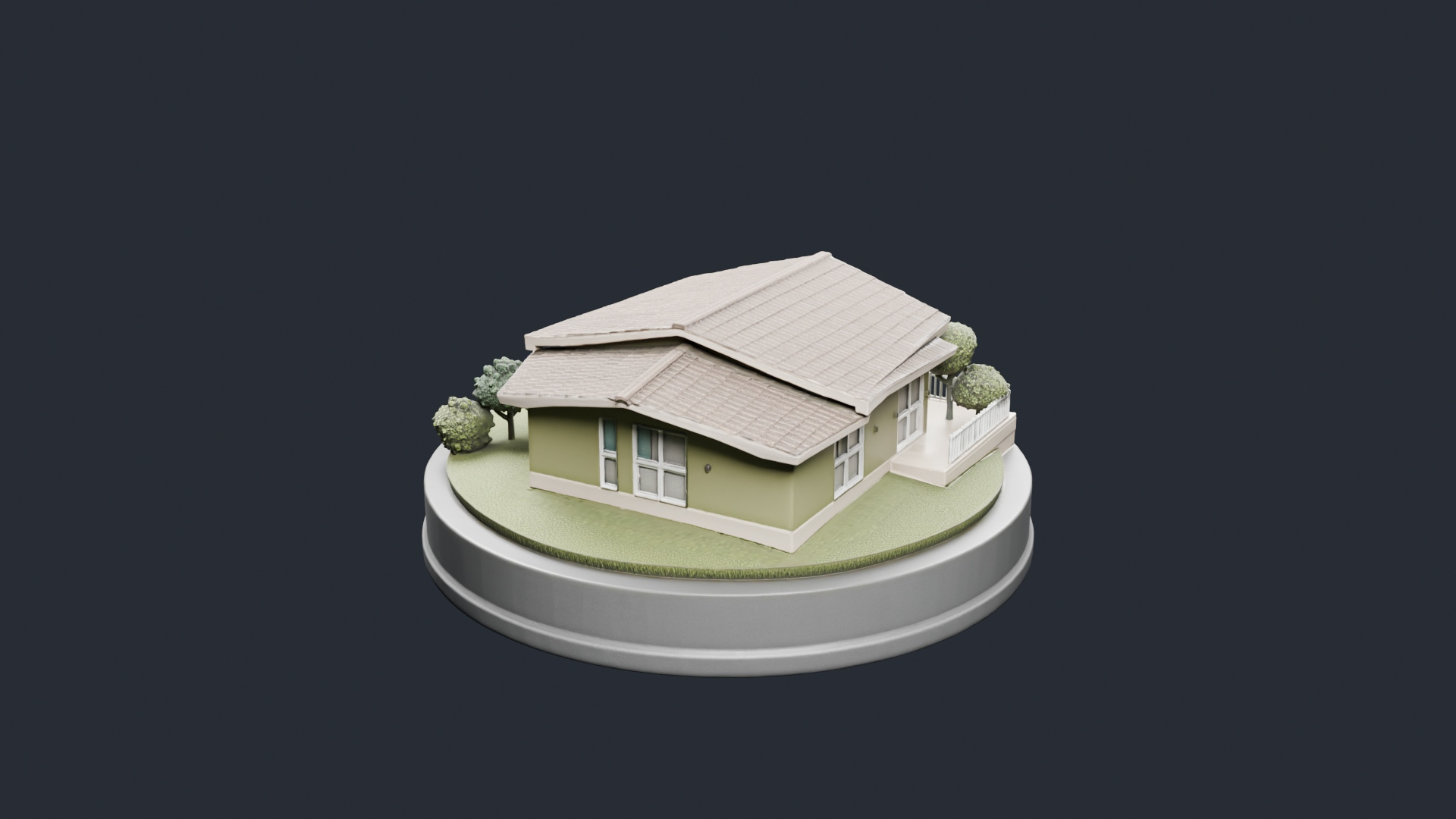 Single Story House on Circular Base - AI Generated 3D Model